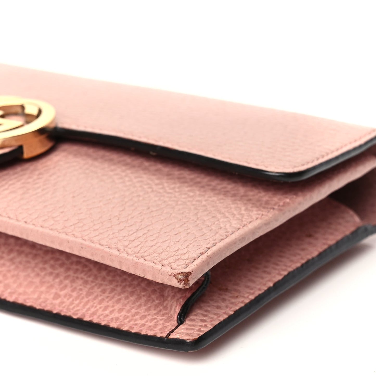 Gucci Dollar Calfskin Interlocking G Chain Wallet Soft Pink