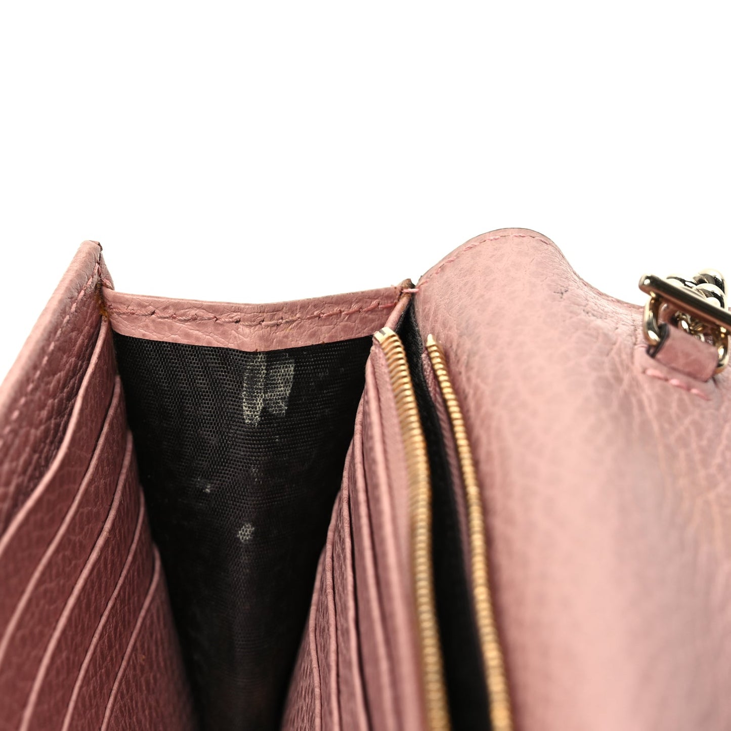 Gucci Dollar Calfskin Interlocking G Chain Wallet Soft Pink