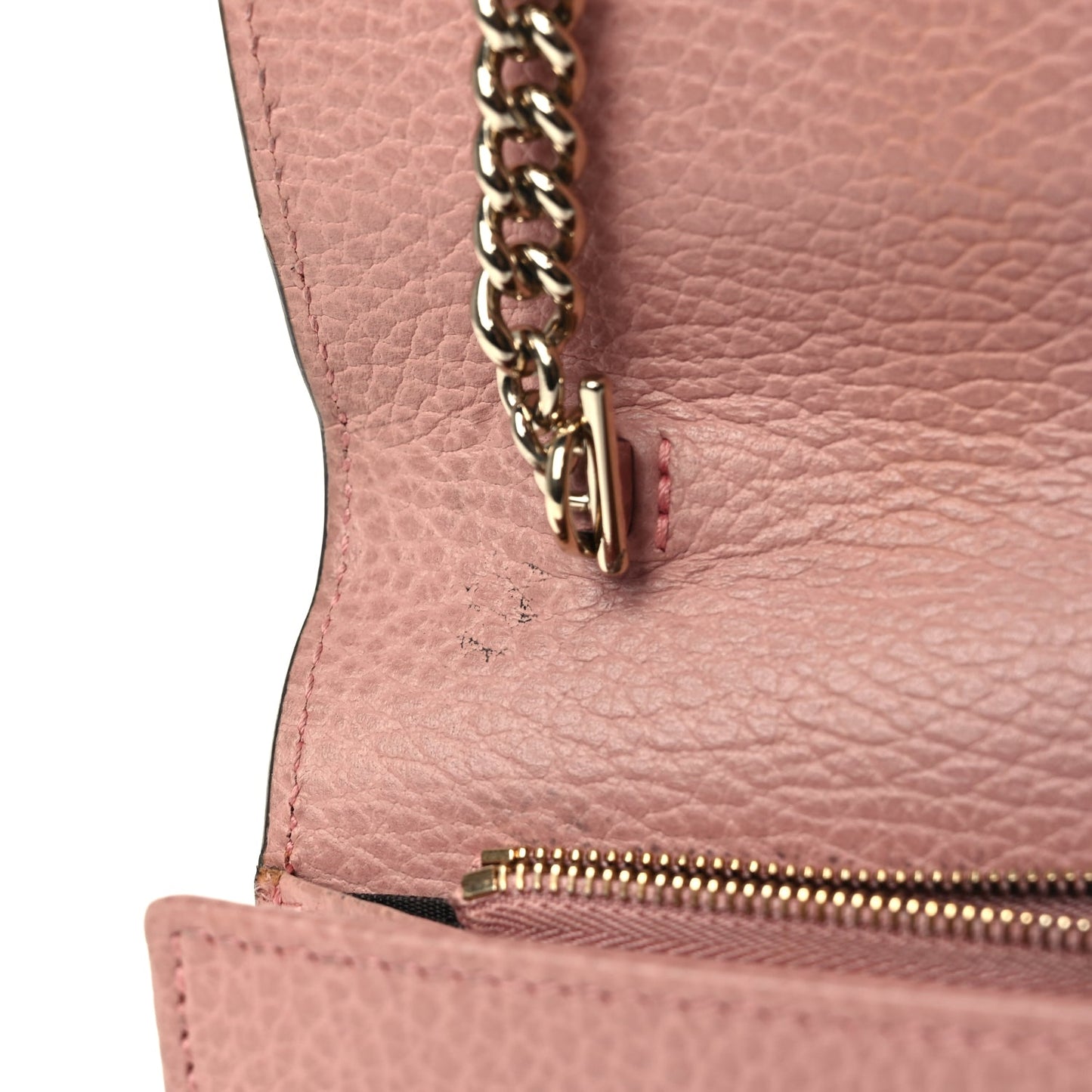 Gucci Dollar Calfskin Interlocking G Chain Wallet Soft Pink