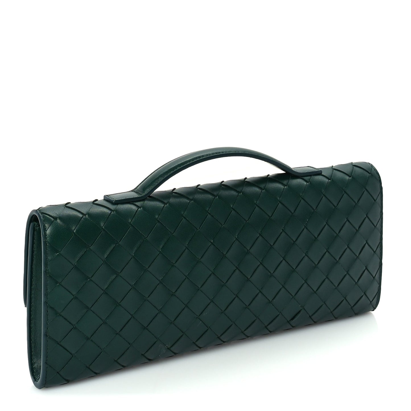 Bottega Veneta Nappa Intrecciato Long Andiamo Top Handle Clutch  Emerald Green
