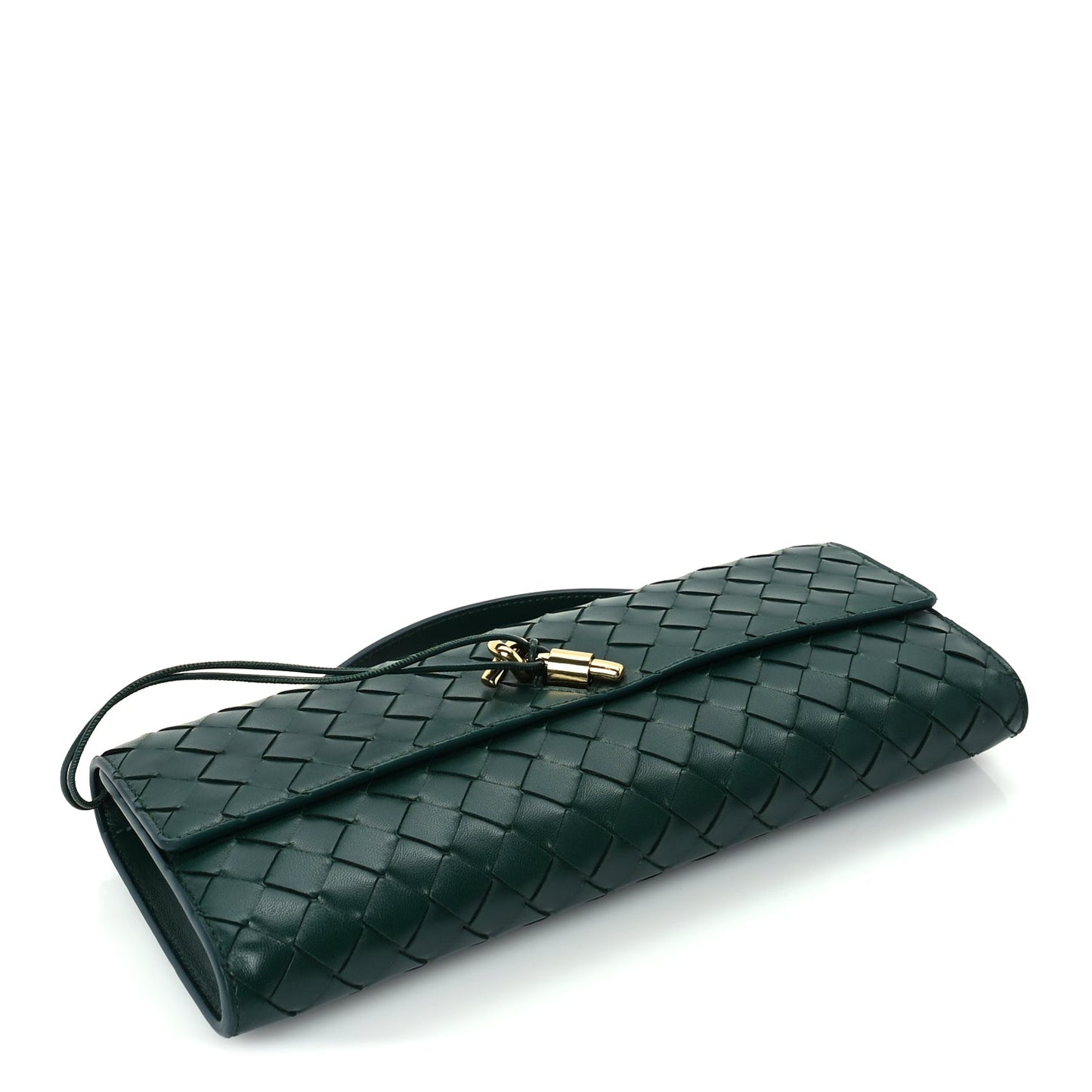 Bottega Veneta Nappa Intrecciato Long Andiamo Top Handle Clutch  Emerald Green