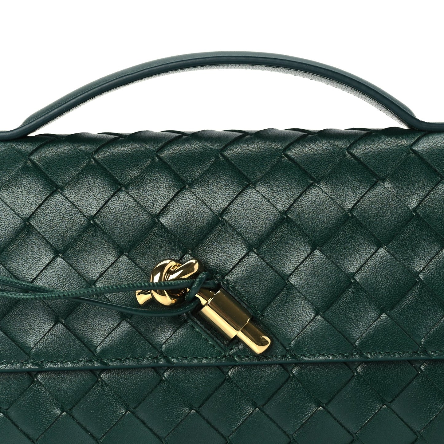 Bottega Veneta Nappa Intrecciato Long Andiamo Top Handle Clutch  Emerald Green