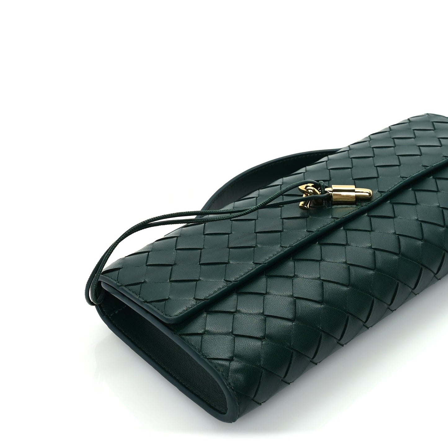 Bottega Veneta Nappa Intrecciato Long Andiamo Top Handle Clutch  Emerald Green