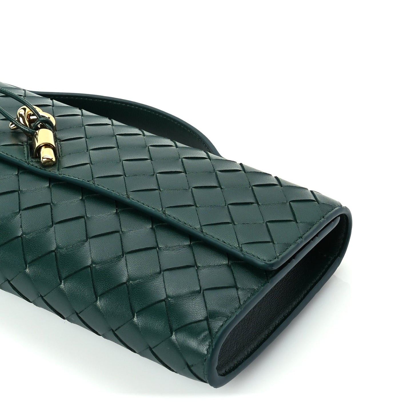 Bottega Veneta Nappa Intrecciato Long Andiamo Top Handle Clutch  Emerald Green