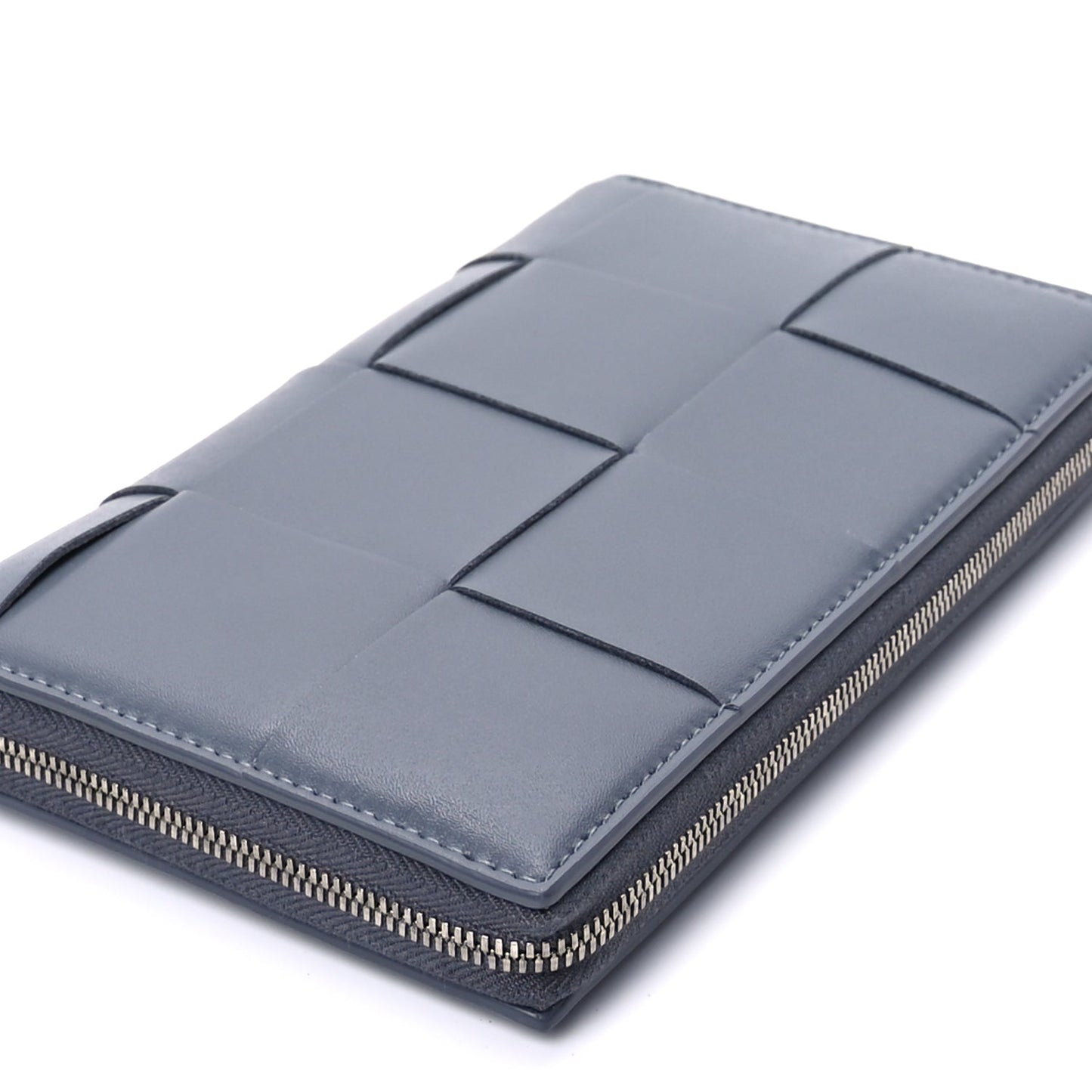 Bottega Veneta Nappa Maxi Intrecciato Zip Around Wallet Thunder