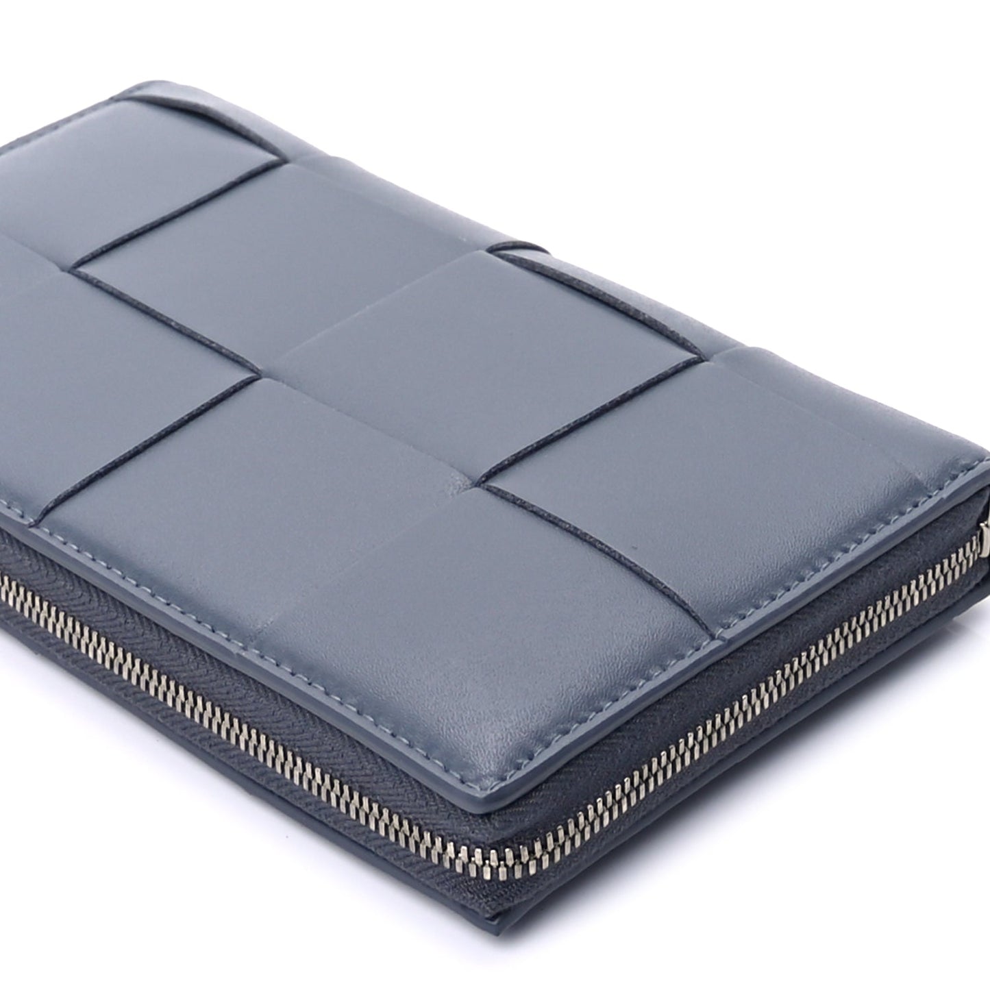 Bottega Veneta Nappa Maxi Intrecciato Zip Around Wallet Thunder