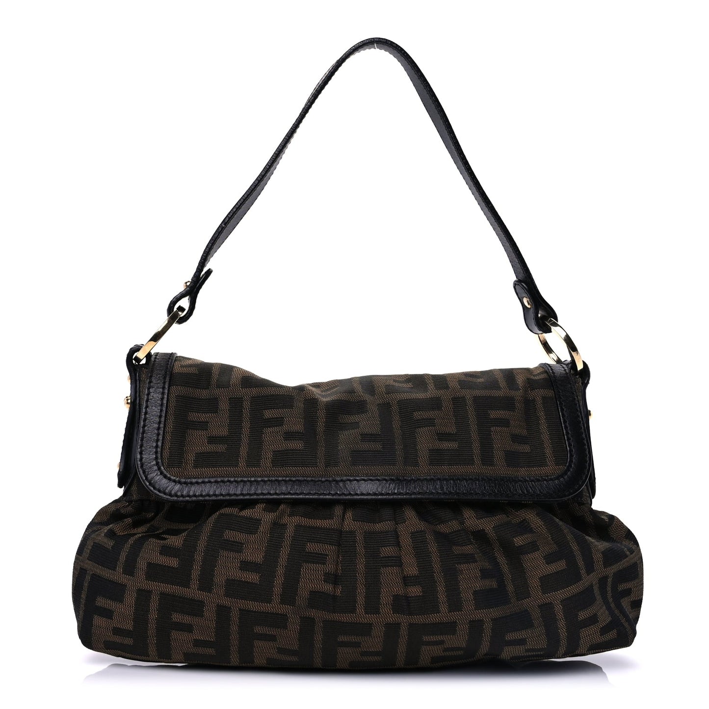 Fendi Zucca Small Chef Shoulder Bag  Tobacco Black