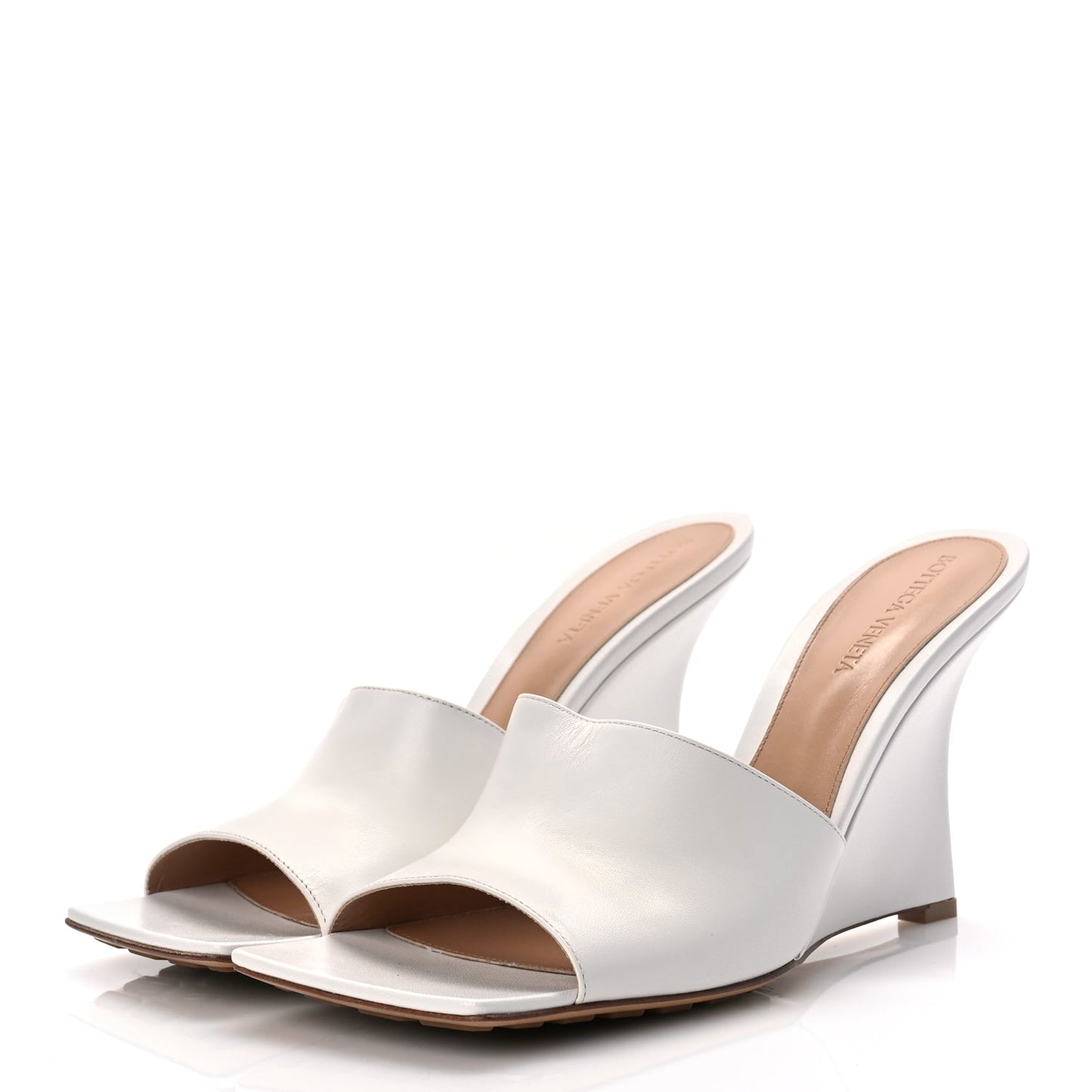 Bottega Veneta Lambskin Stretch Wedge 90mm Sandals 40 Optic White