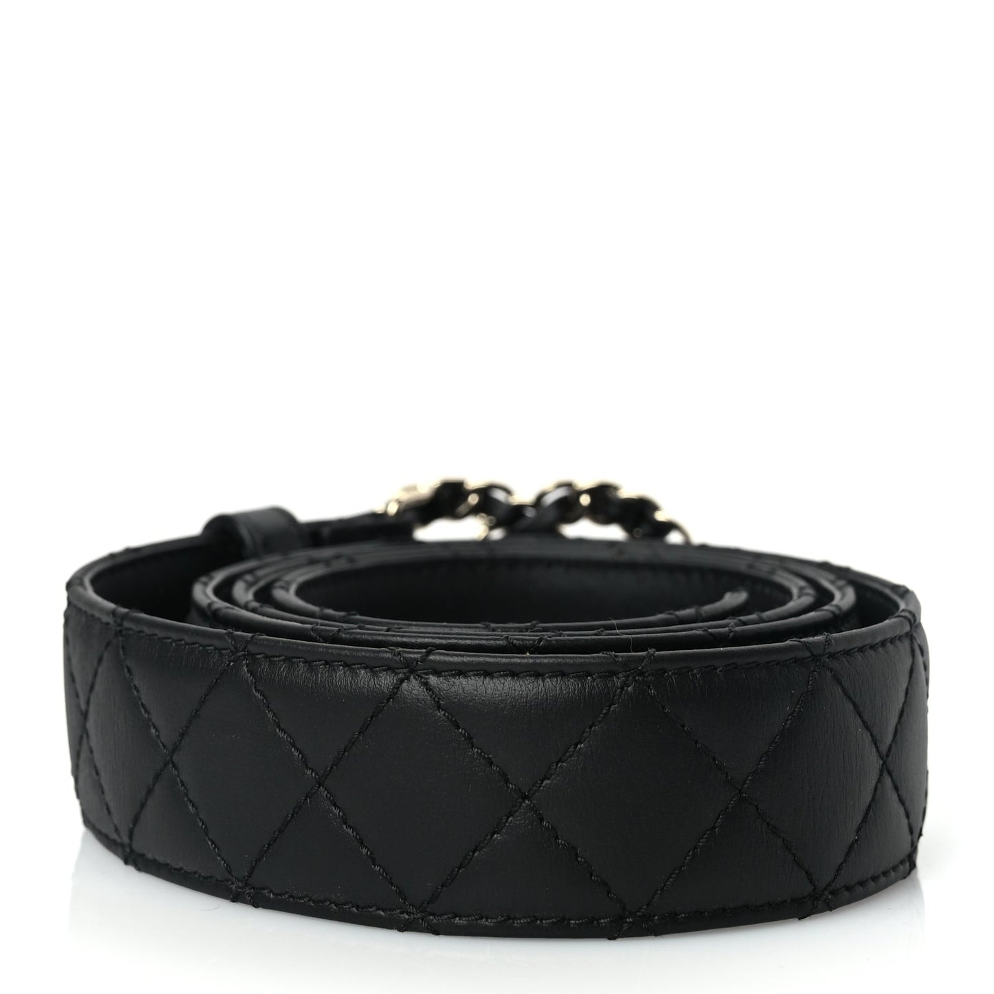 Chanel Calfskin Quilted CC Chain Belt 95 38 Black