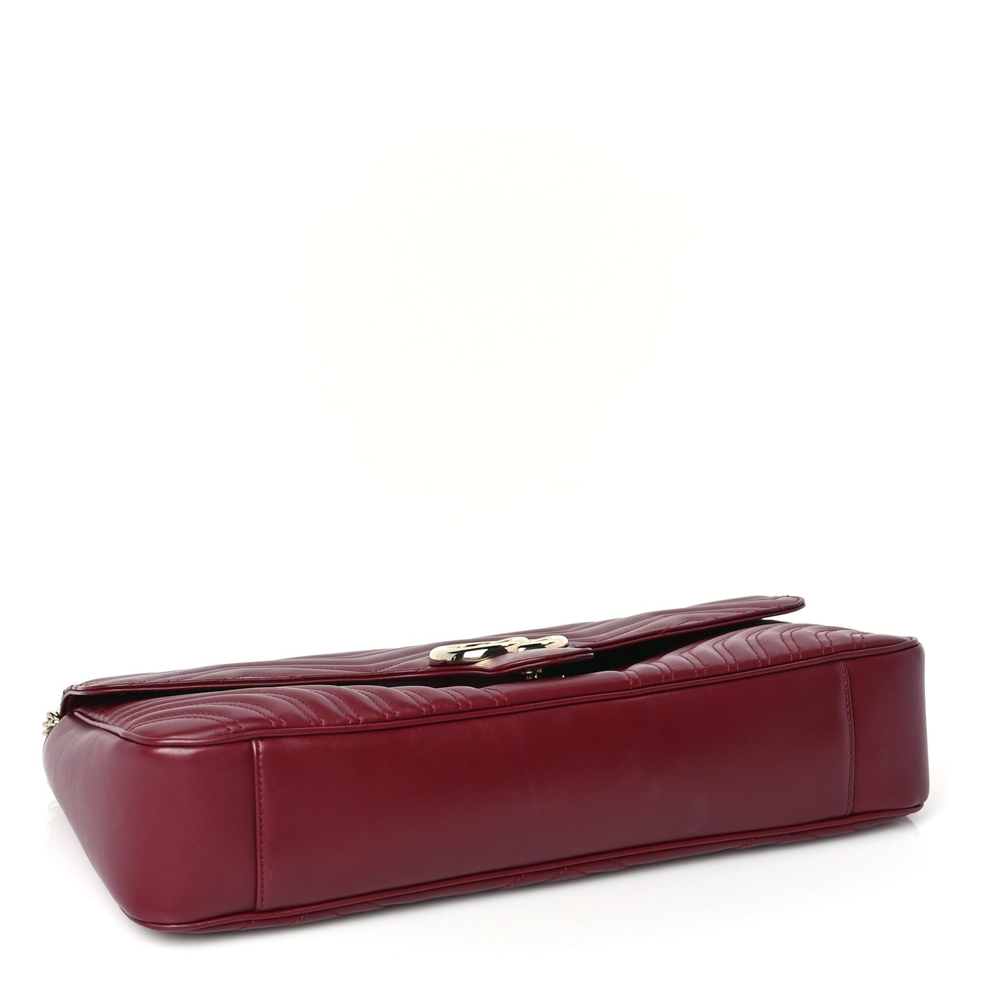 Gucci Calfskin Matelasse Large Horizontal GG Marmont Shoulder Bag  Rosso Ancora