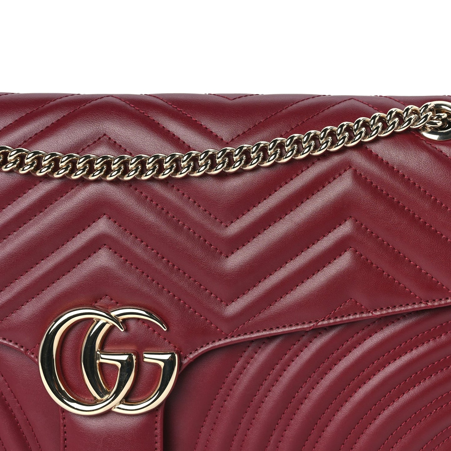 Gucci Calfskin Matelasse Large Horizontal GG Marmont Shoulder Bag  Rosso Ancora