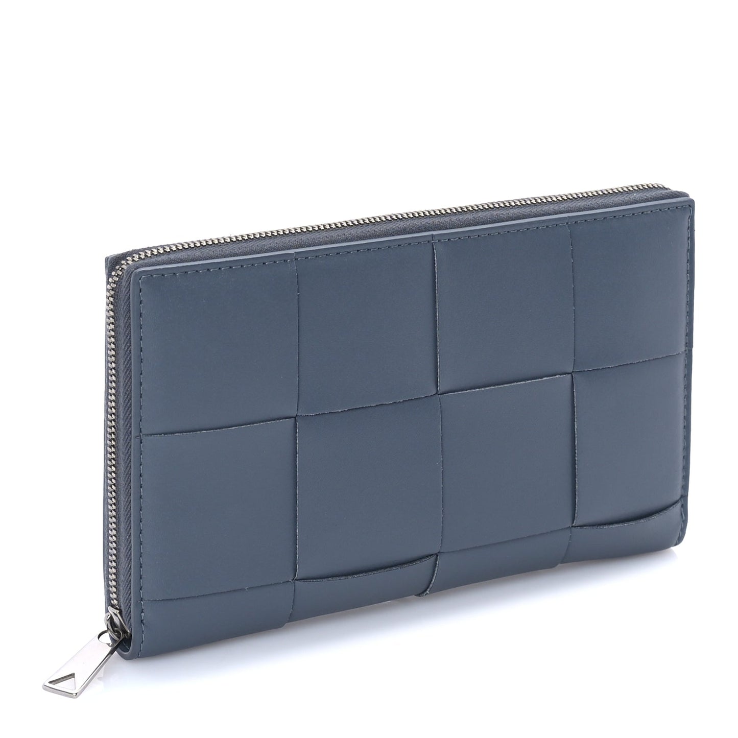 Bottega Veneta Calfskin Maxi Intrecciato Zip Around Wallet Thunder