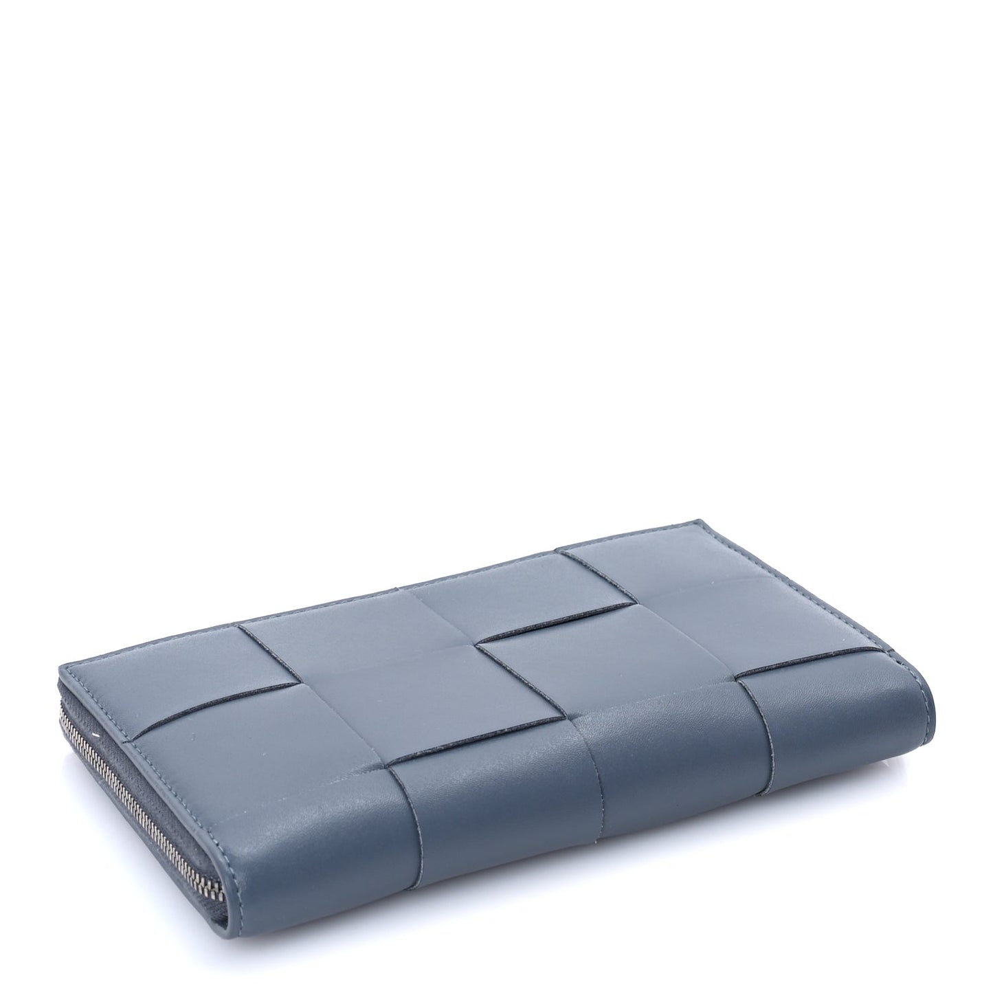 Bottega Veneta Calfskin Maxi Intrecciato Zip Around Wallet Thunder