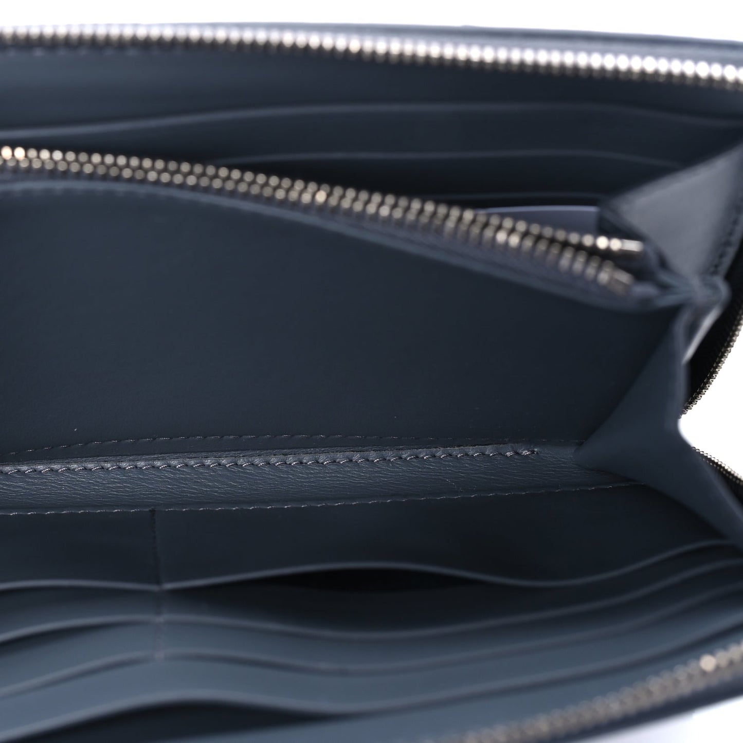 Bottega Veneta Calfskin Maxi Intrecciato Zip Around Wallet Thunder