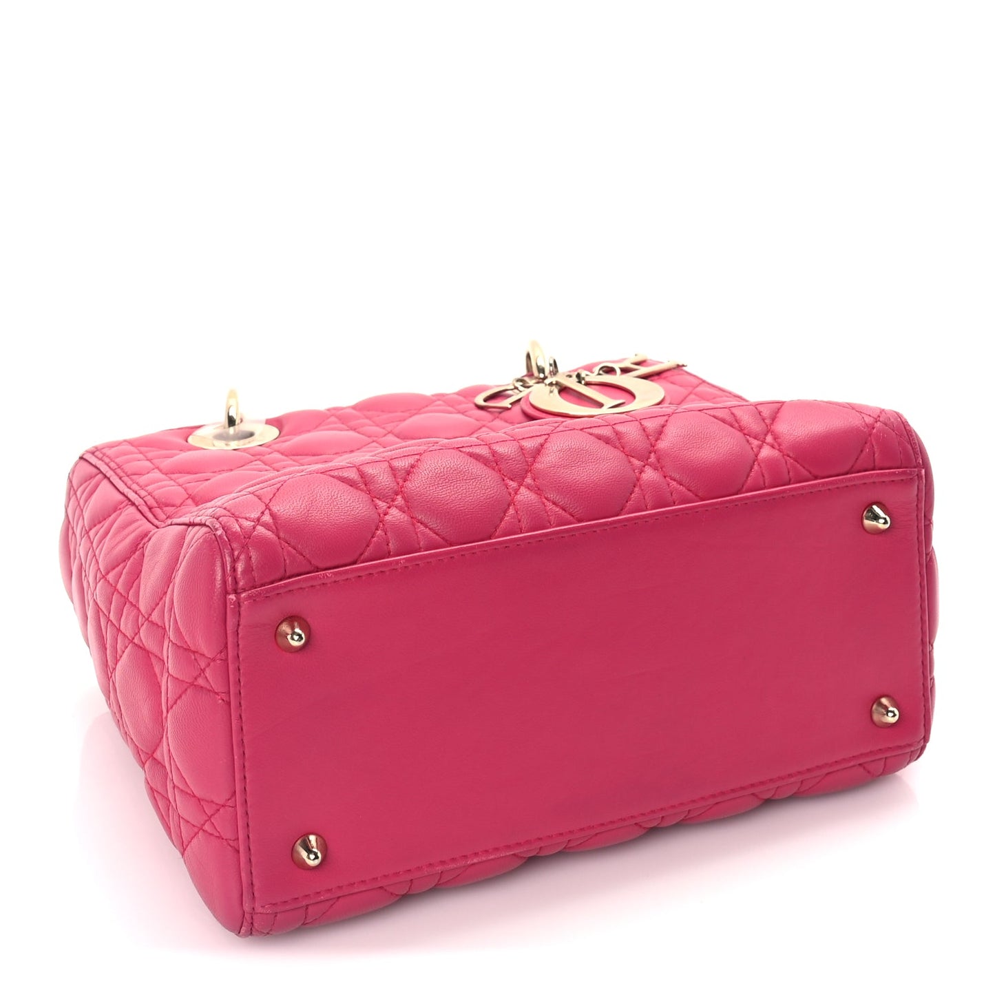 Christian Dior Lambskin Cannage Medium Lady Dior  Fuchsia