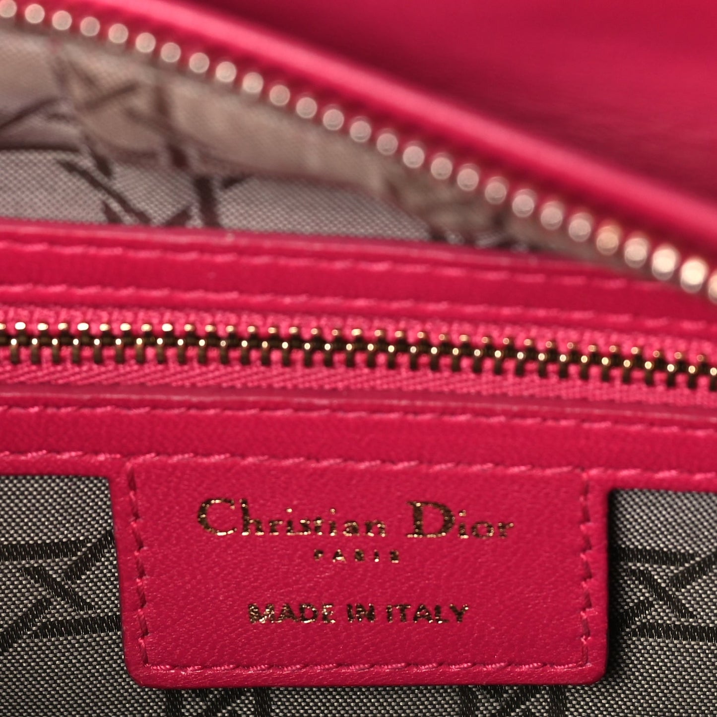 Christian Dior Lambskin Cannage Medium Lady Dior  Fuchsia