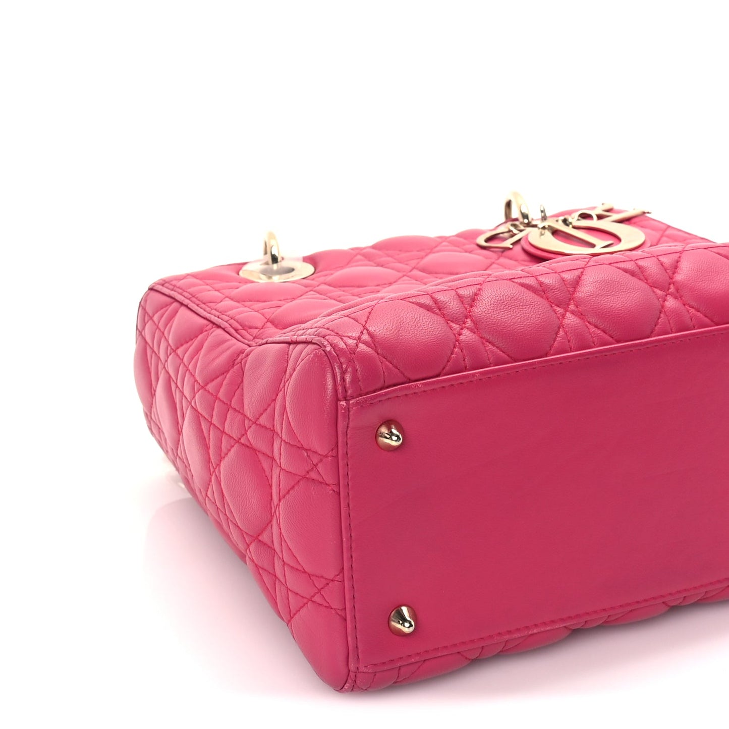 Christian Dior Lambskin Cannage Medium Lady Dior  Fuchsia