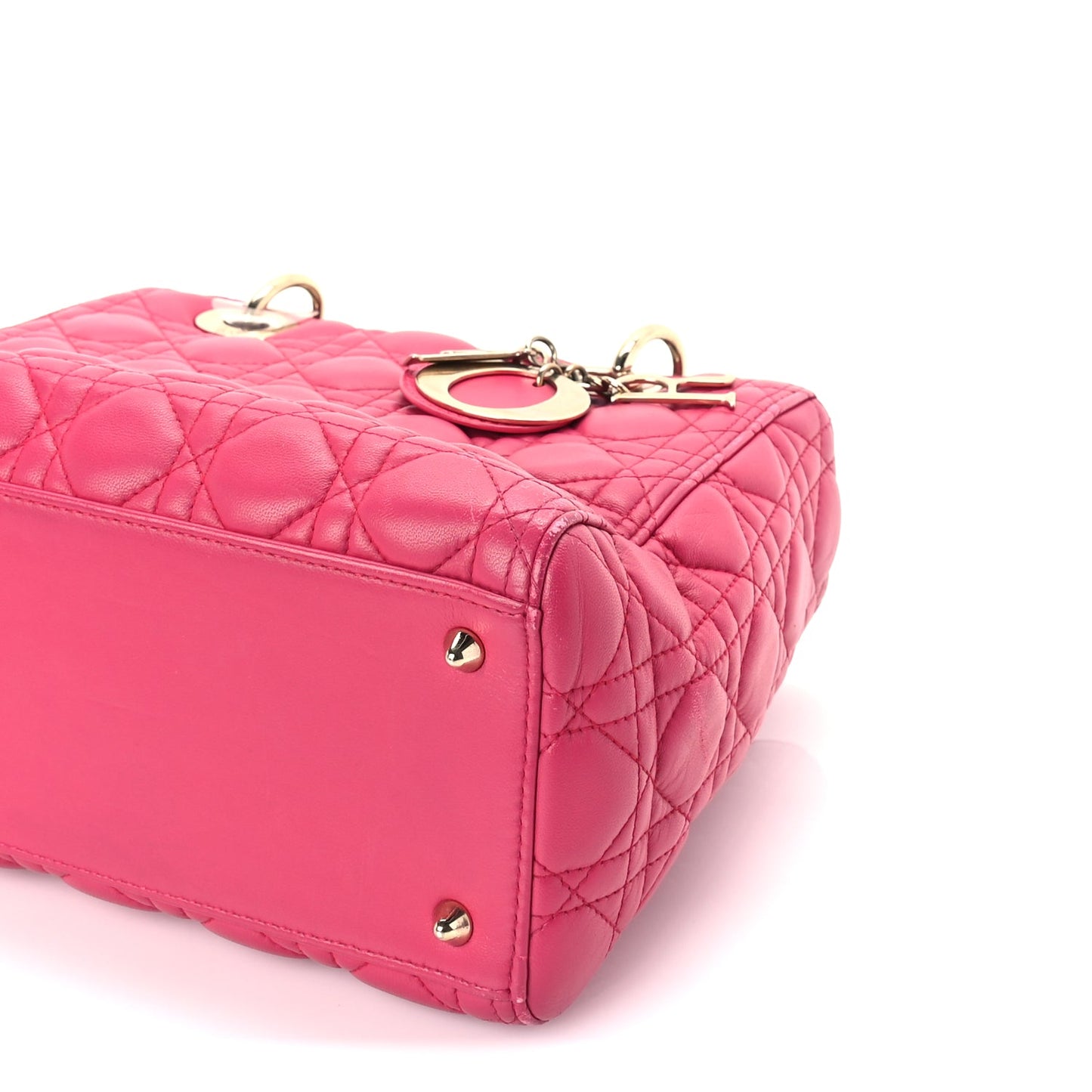 Christian Dior Lambskin Cannage Medium Lady Dior  Fuchsia