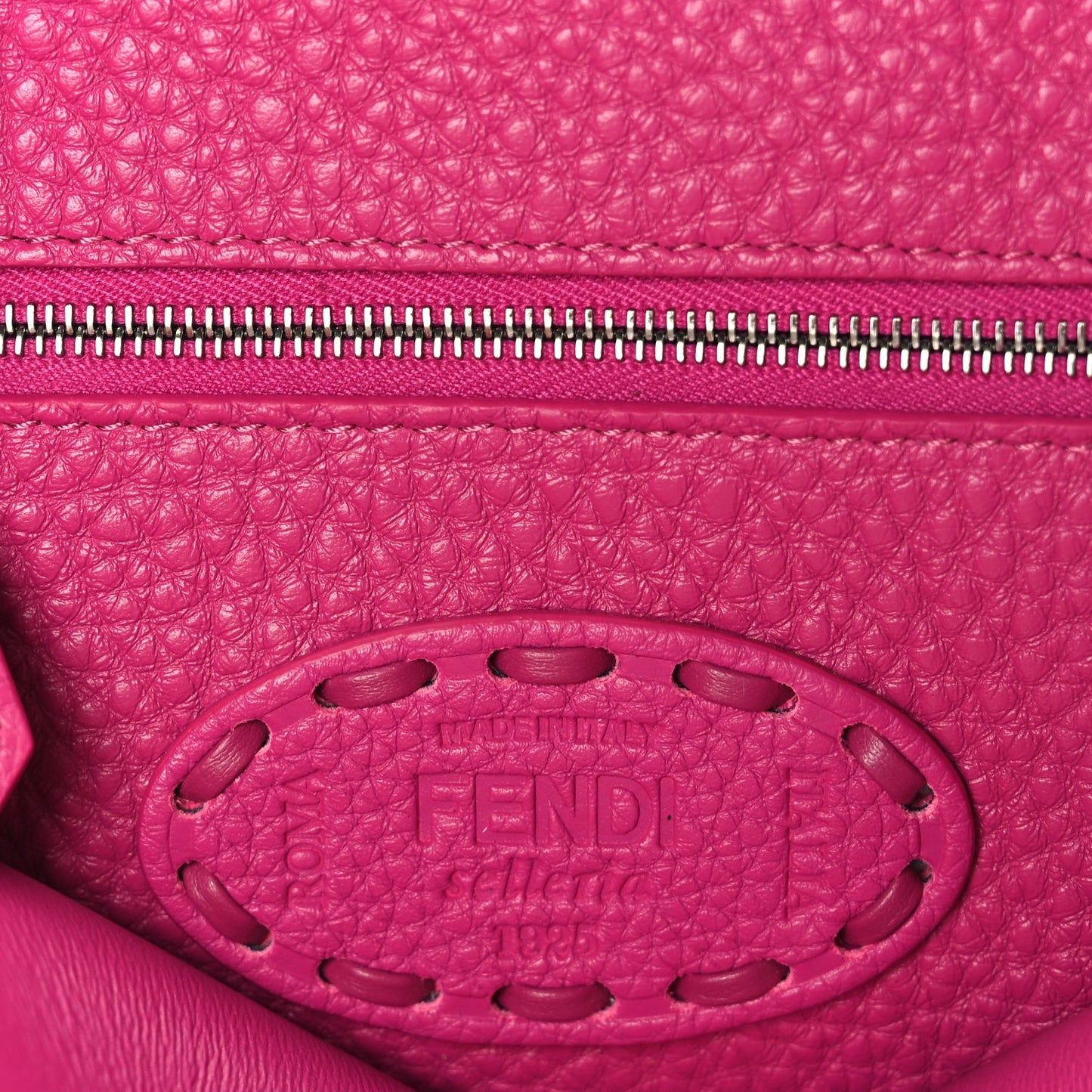 Fendi Cuoio Romano Selleria Mini Peekaboo Iconic Satchel Fuxia