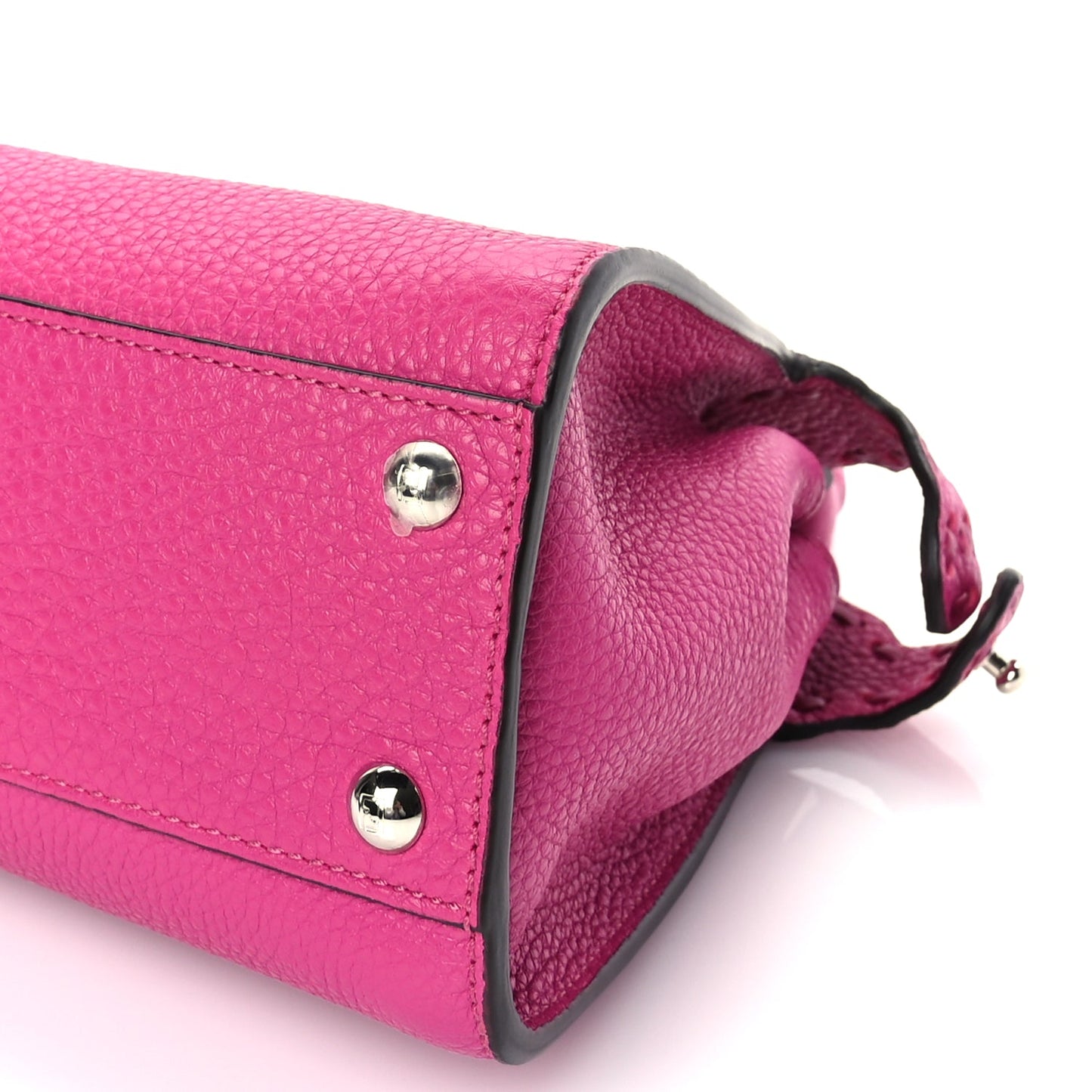 Fendi Cuoio Romano Selleria Mini Peekaboo Iconic Satchel Fuxia