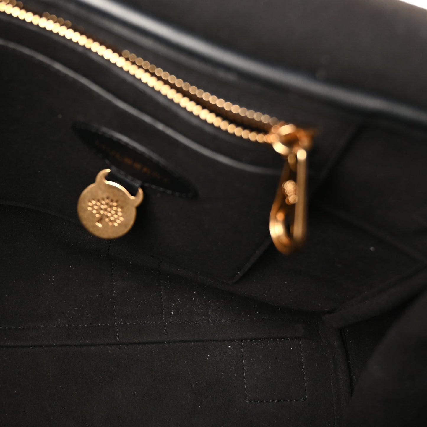 Mulberry Monogram Smooth Calfskin Canvas Print Bayswater  Black