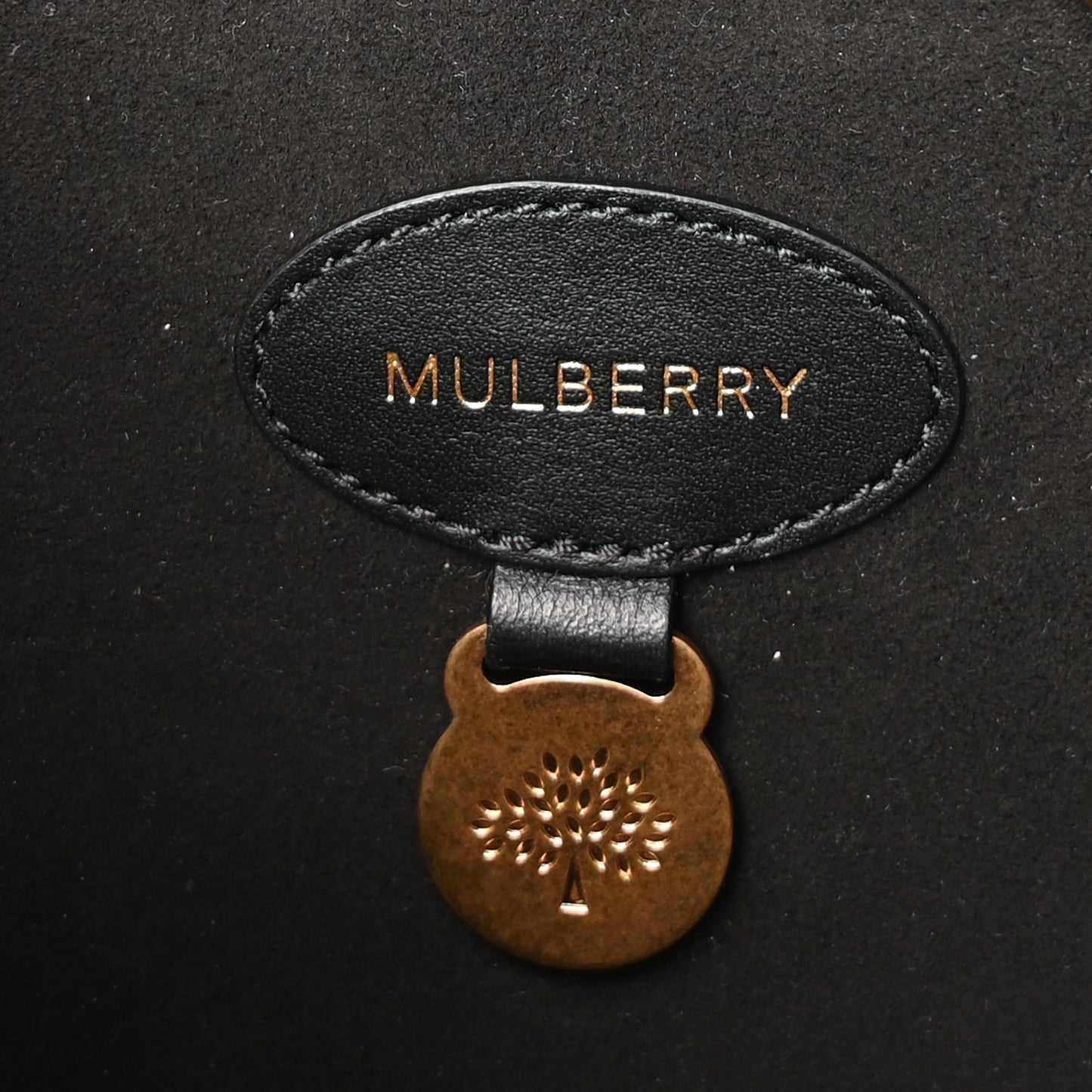 Mulberry Monogram Smooth Calfskin Canvas Print Bayswater  Black