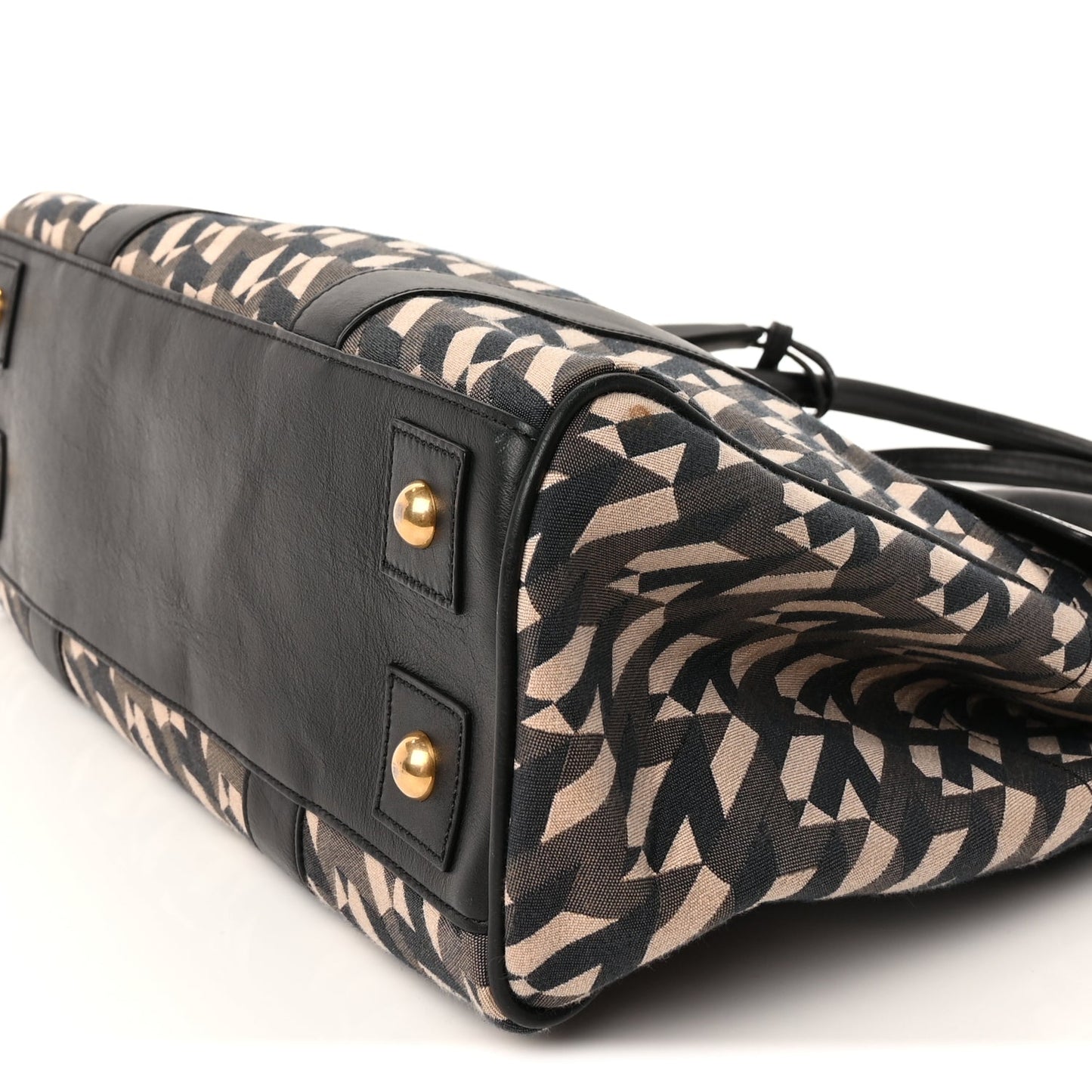 Mulberry Monogram Smooth Calfskin Canvas Print Bayswater  Black