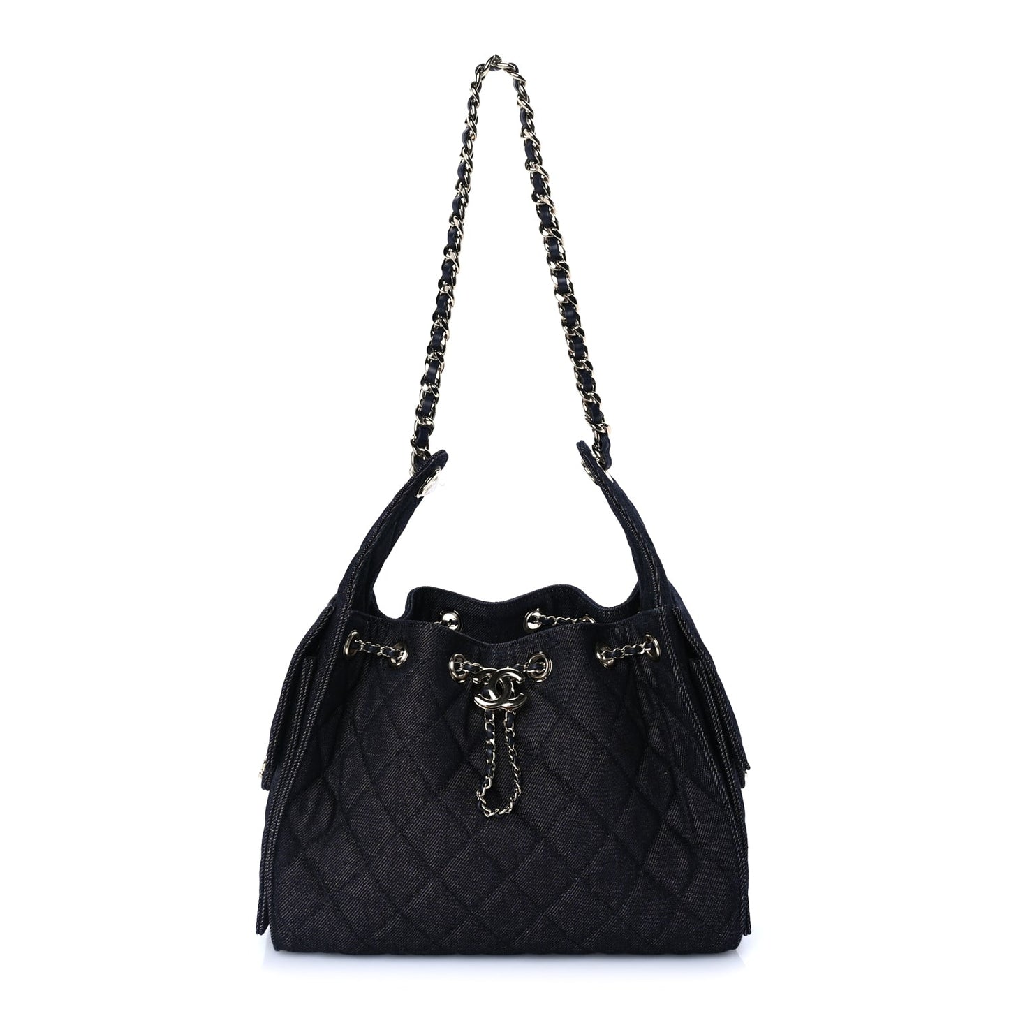 Chanel Denim Quilted Small Chanel 25 Handbag Dark Blue
