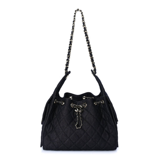 Chanel Denim Quilted Small Chanel 25 Handbag Dark Blue