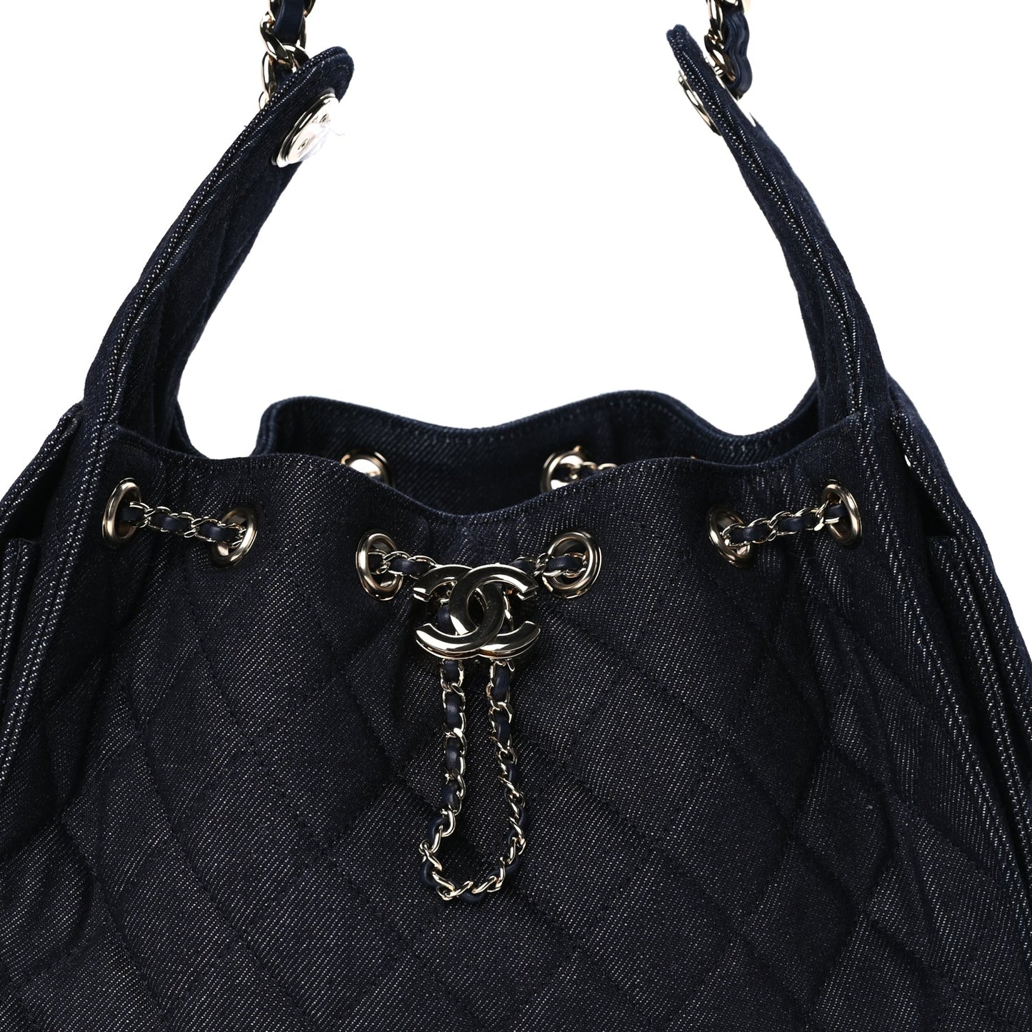 Chanel Denim Quilted Small Chanel 25 Handbag Dark Blue