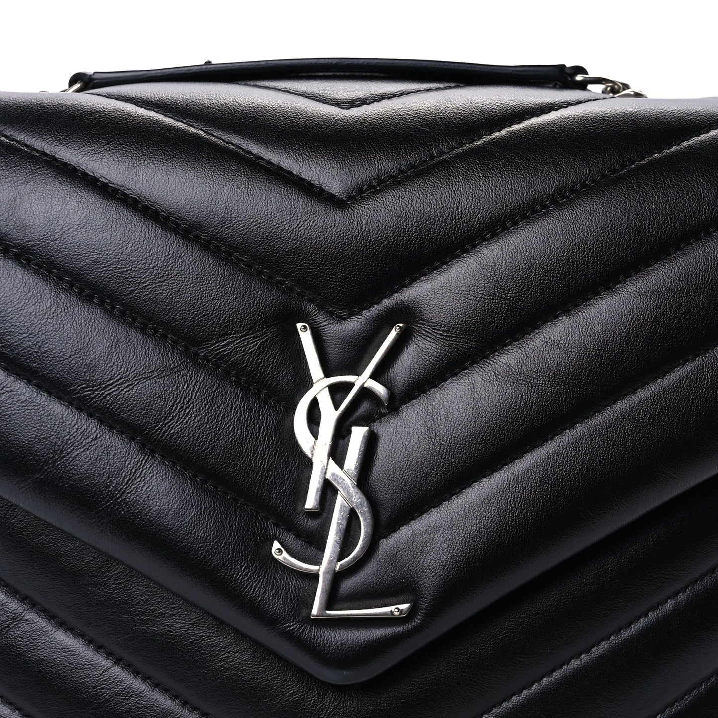 Saint Laurent Calfskin Y Quilted Monogram Medium Loulou Chain Satchel Black