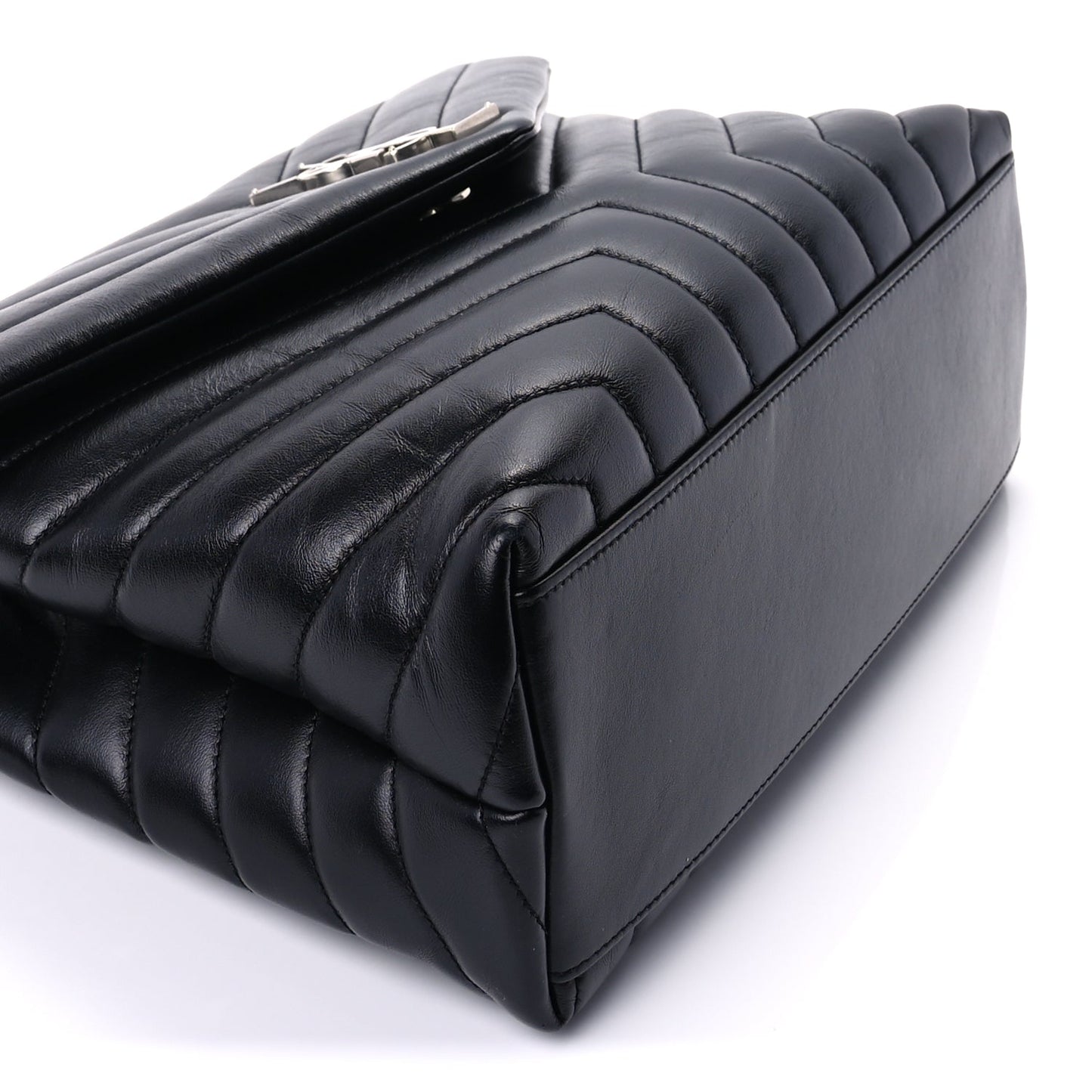 Saint Laurent Calfskin Y Quilted Monogram Medium Loulou Chain Satchel Black