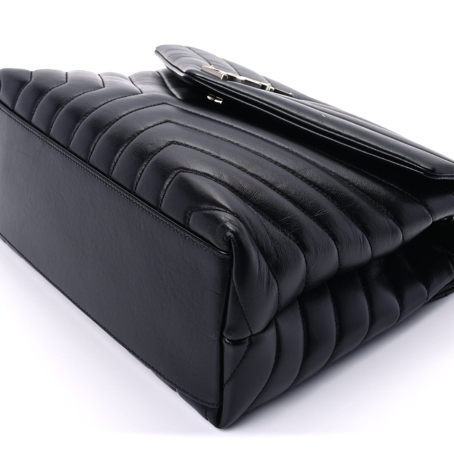 Saint Laurent Calfskin Y Quilted Monogram Medium Loulou Chain Satchel Black