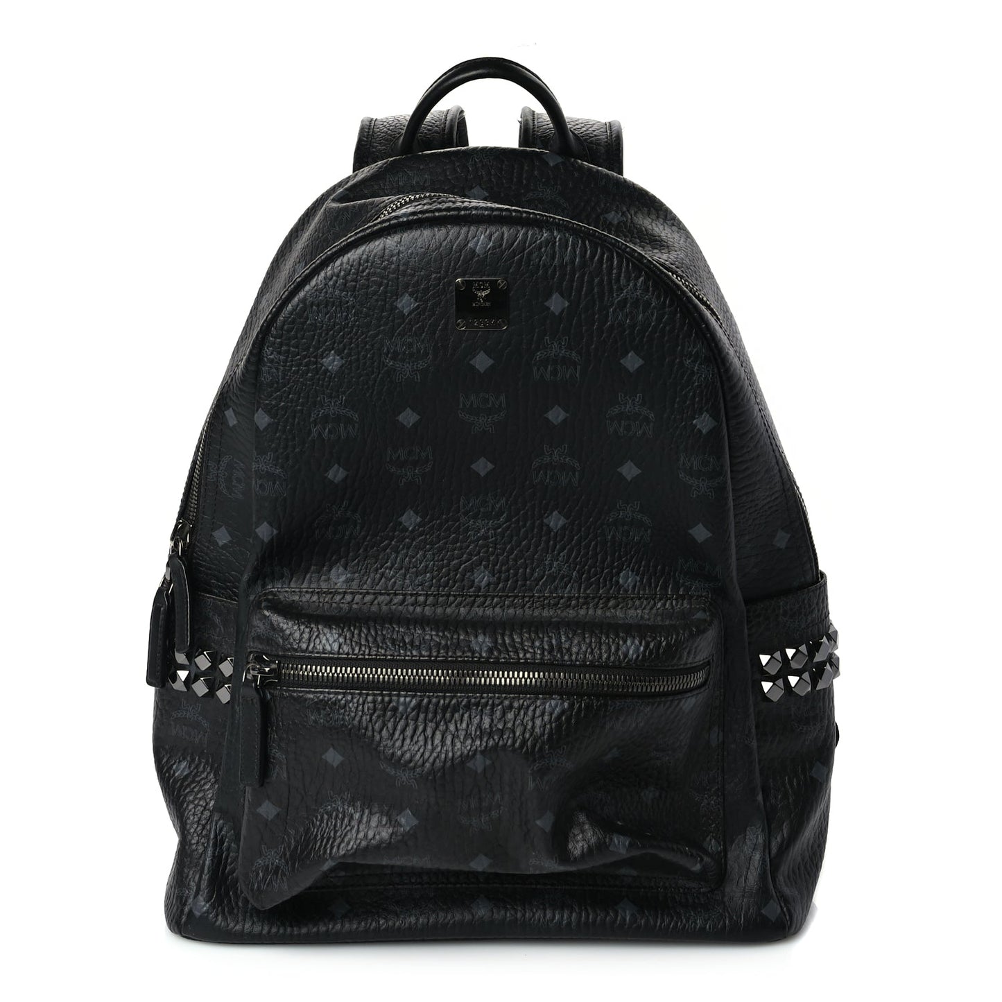 MCM Visetos Medium Side Studs Stark Backpack Black