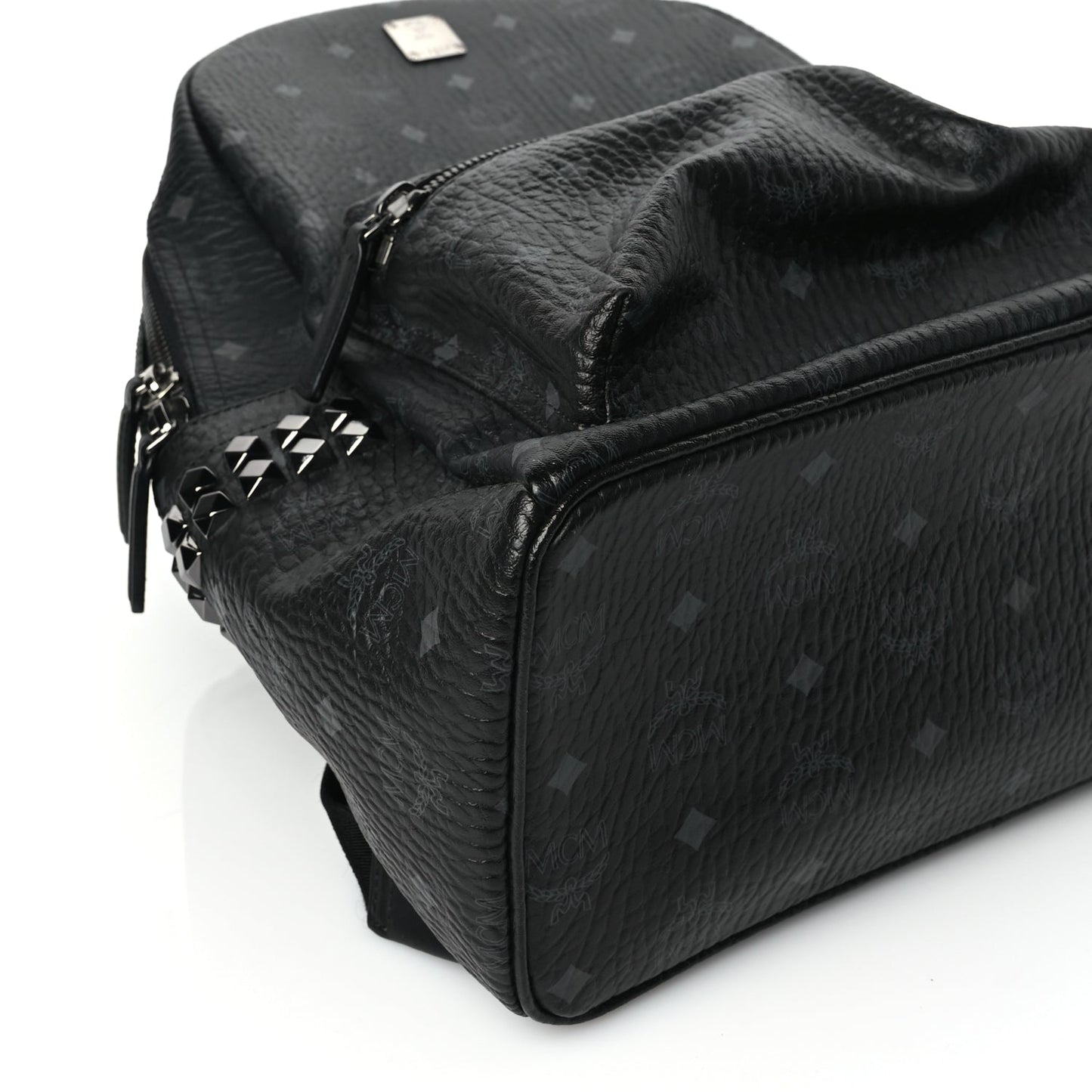 MCM Visetos Medium Side Studs Stark Backpack Black