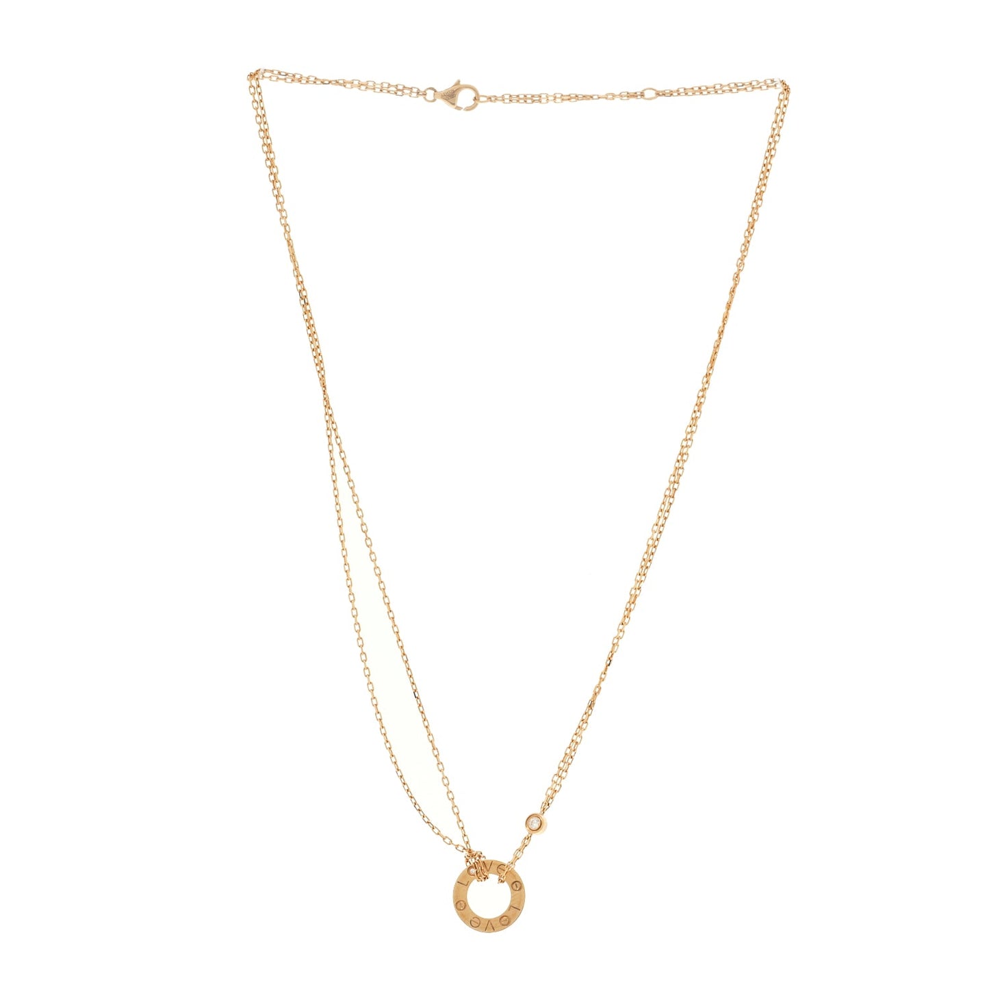 Cartier 18K Yellow Gold 2 Diamond LOVE Necklace