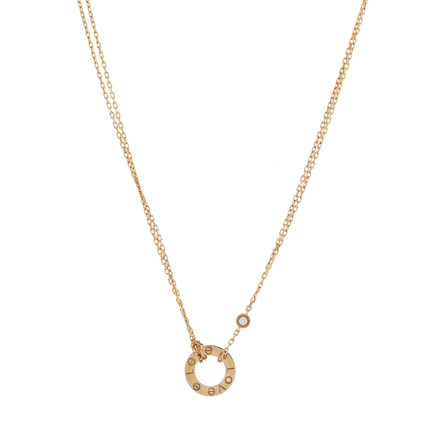 Cartier 18K Yellow Gold 2 Diamond LOVE Necklace