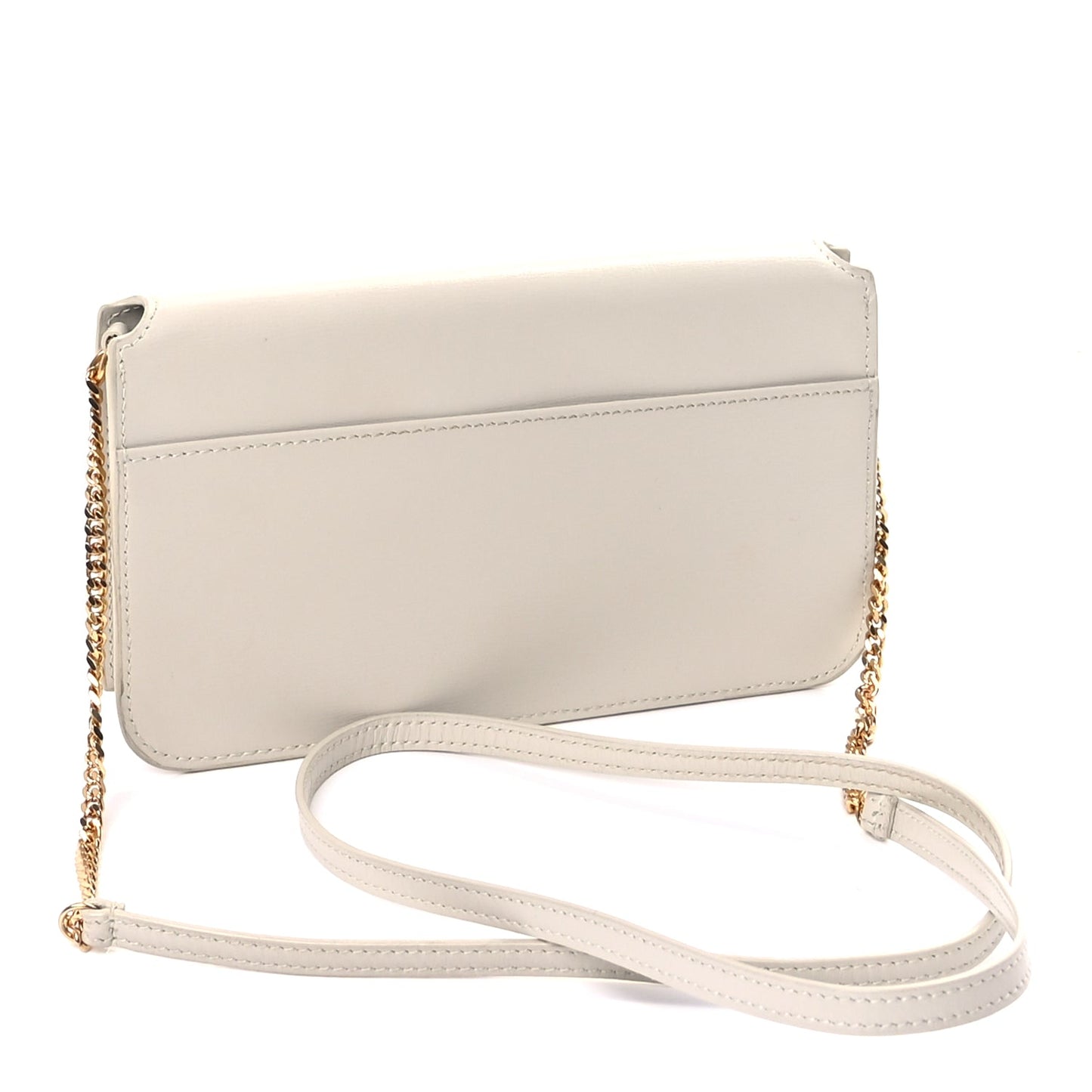 Saint Laurent Smooth Calfskin Monogram Phone Holder Crossbody Crema Soft