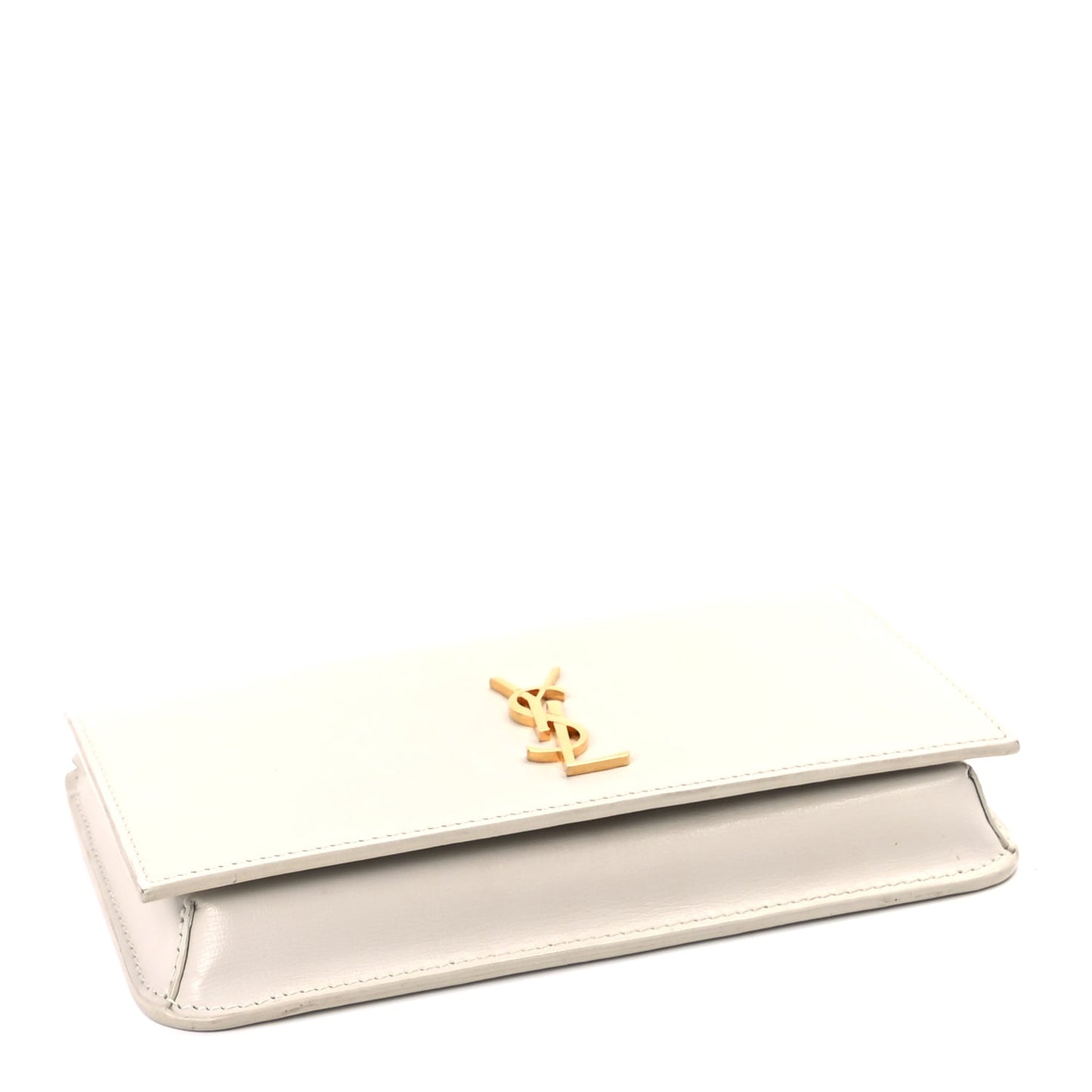 Saint Laurent Smooth Calfskin Monogram Phone Holder Crossbody Crema Soft
