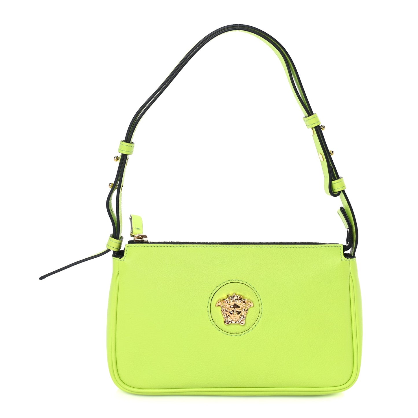Versace Grained Calfskin Medusa Shoulder Bag  Lime