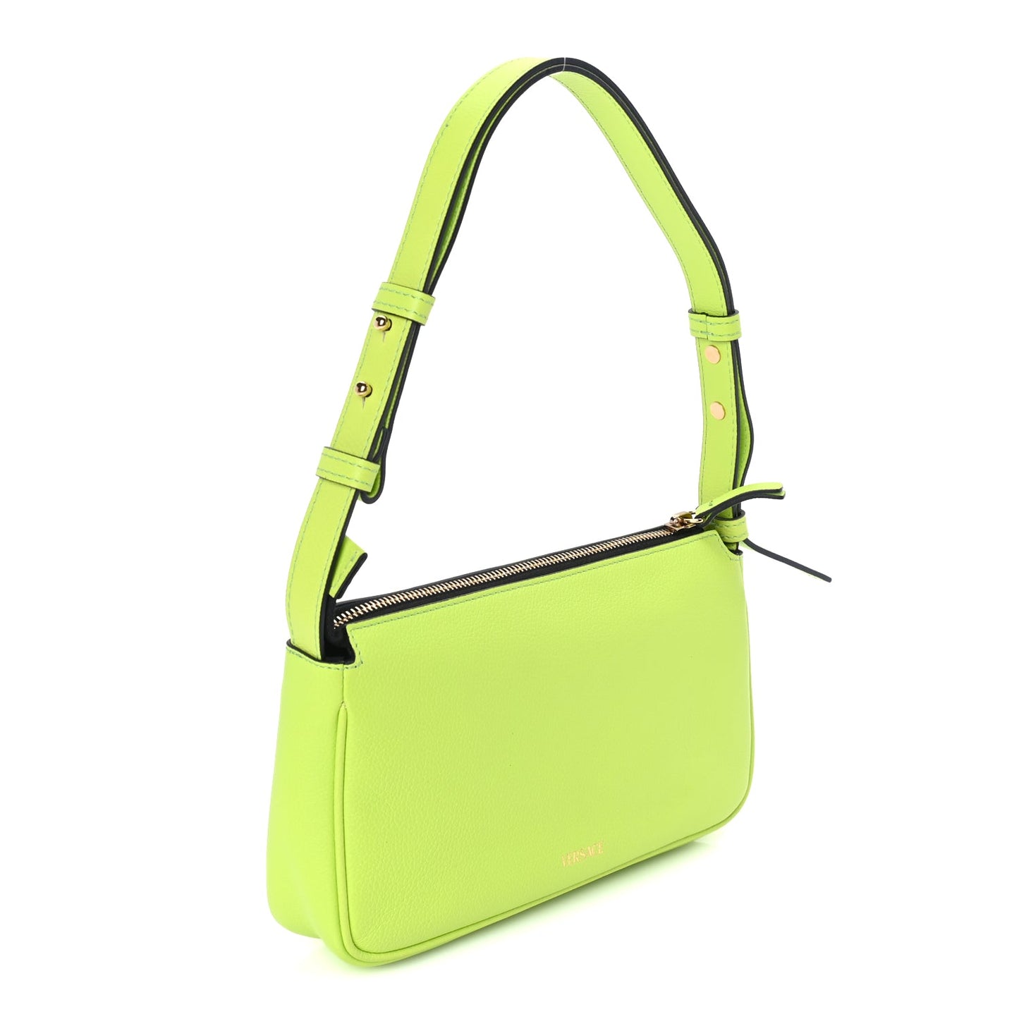 Versace Grained Calfskin Medusa Shoulder Bag  Lime