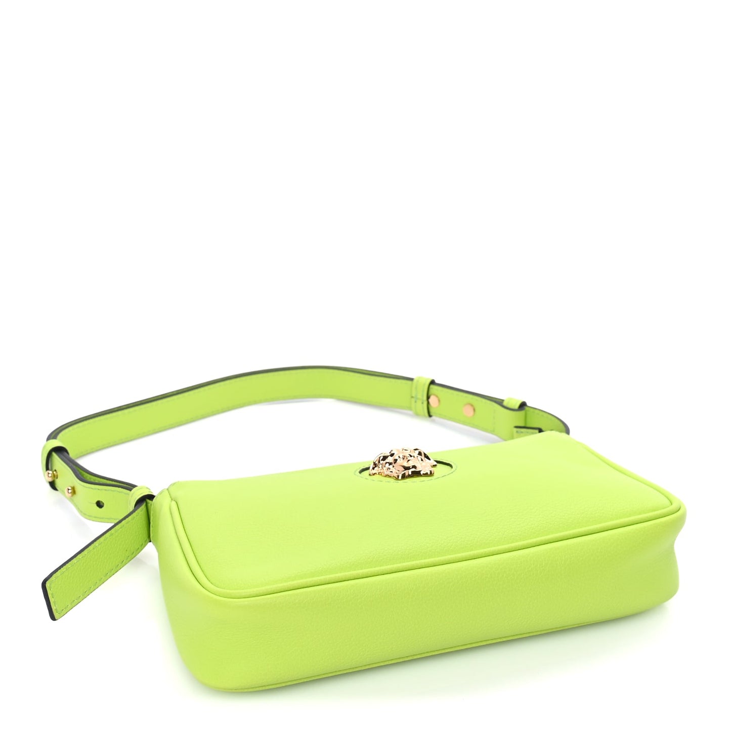 Versace Grained Calfskin Medusa Shoulder Bag  Lime