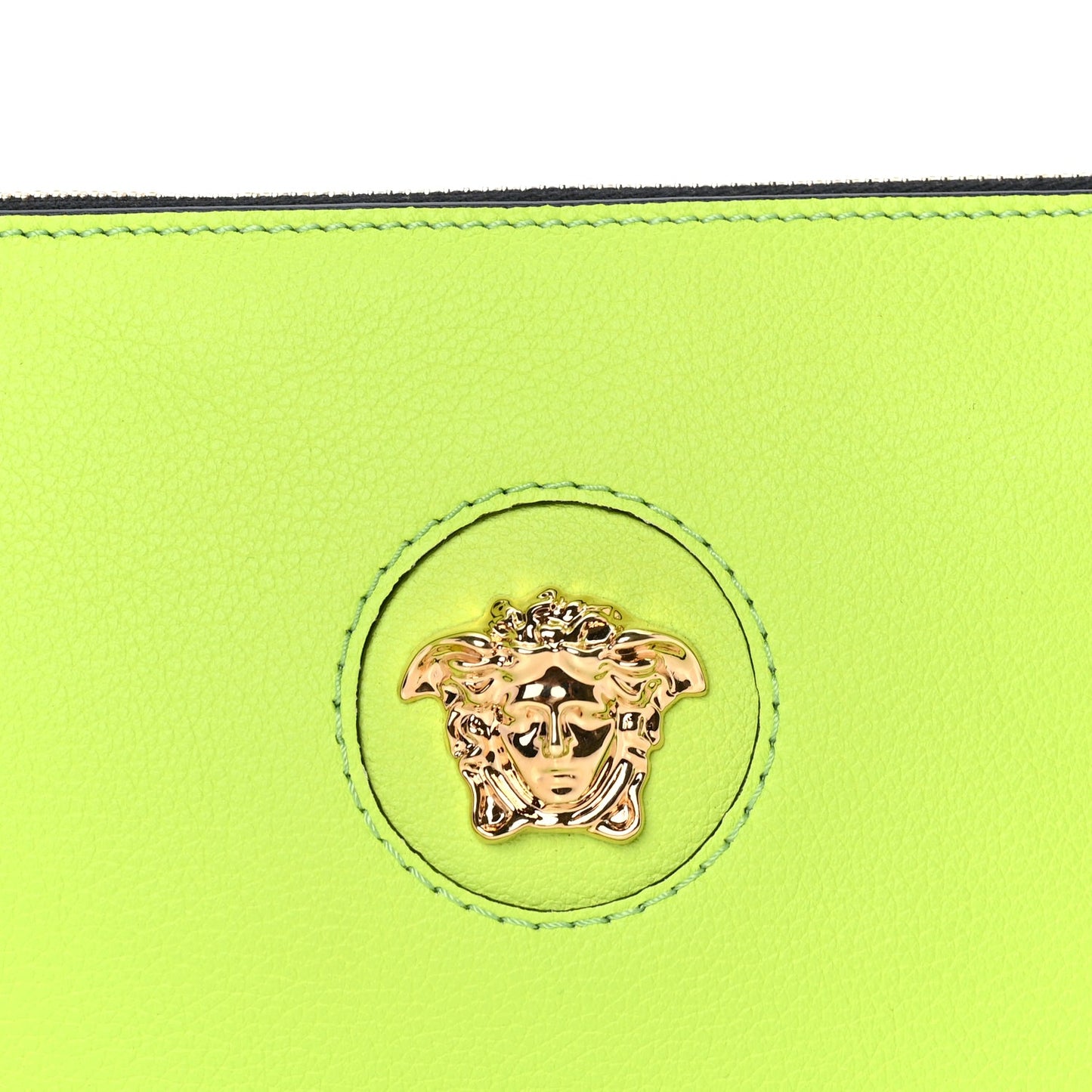 Versace Grained Calfskin Medusa Shoulder Bag  Lime
