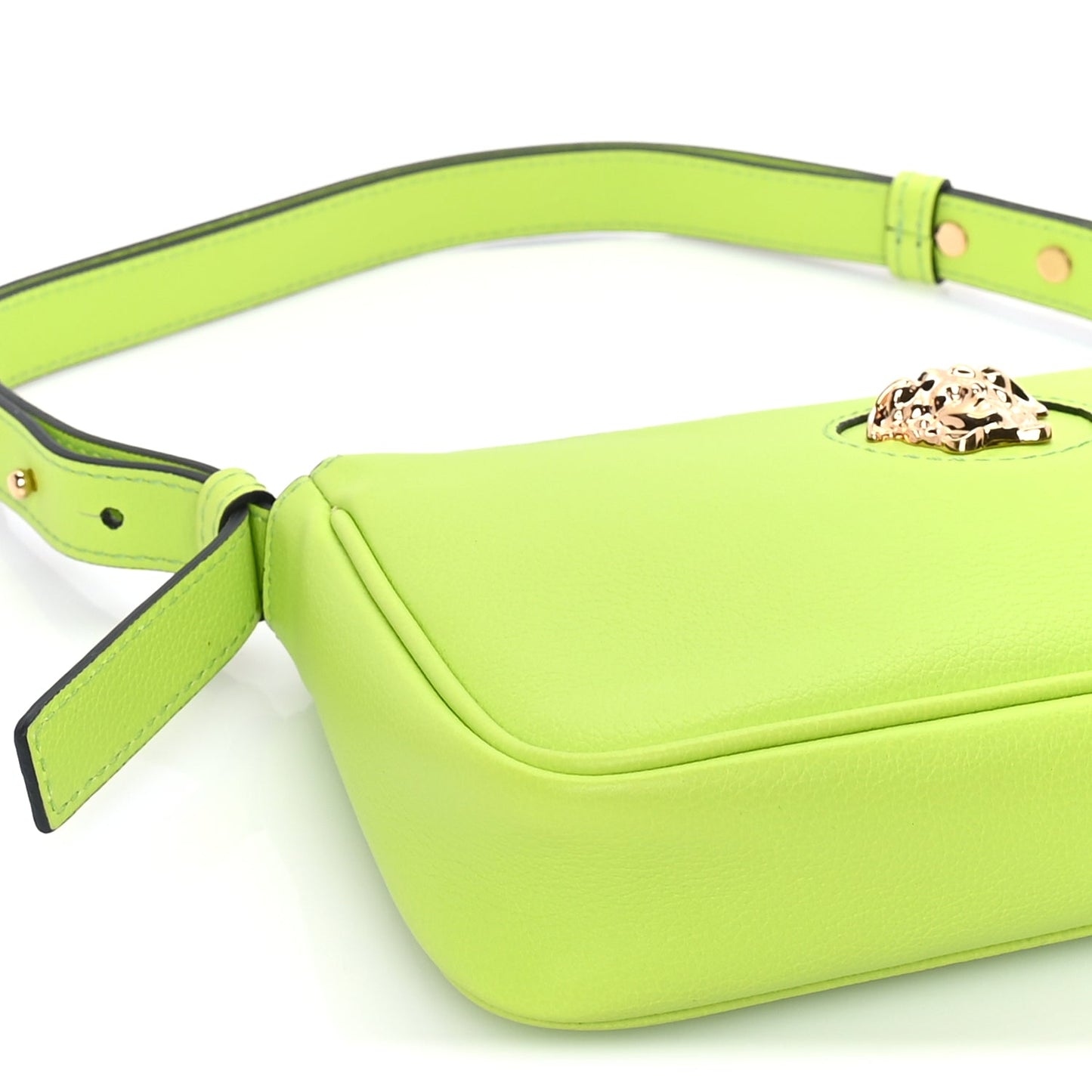 Versace Grained Calfskin Medusa Shoulder Bag  Lime