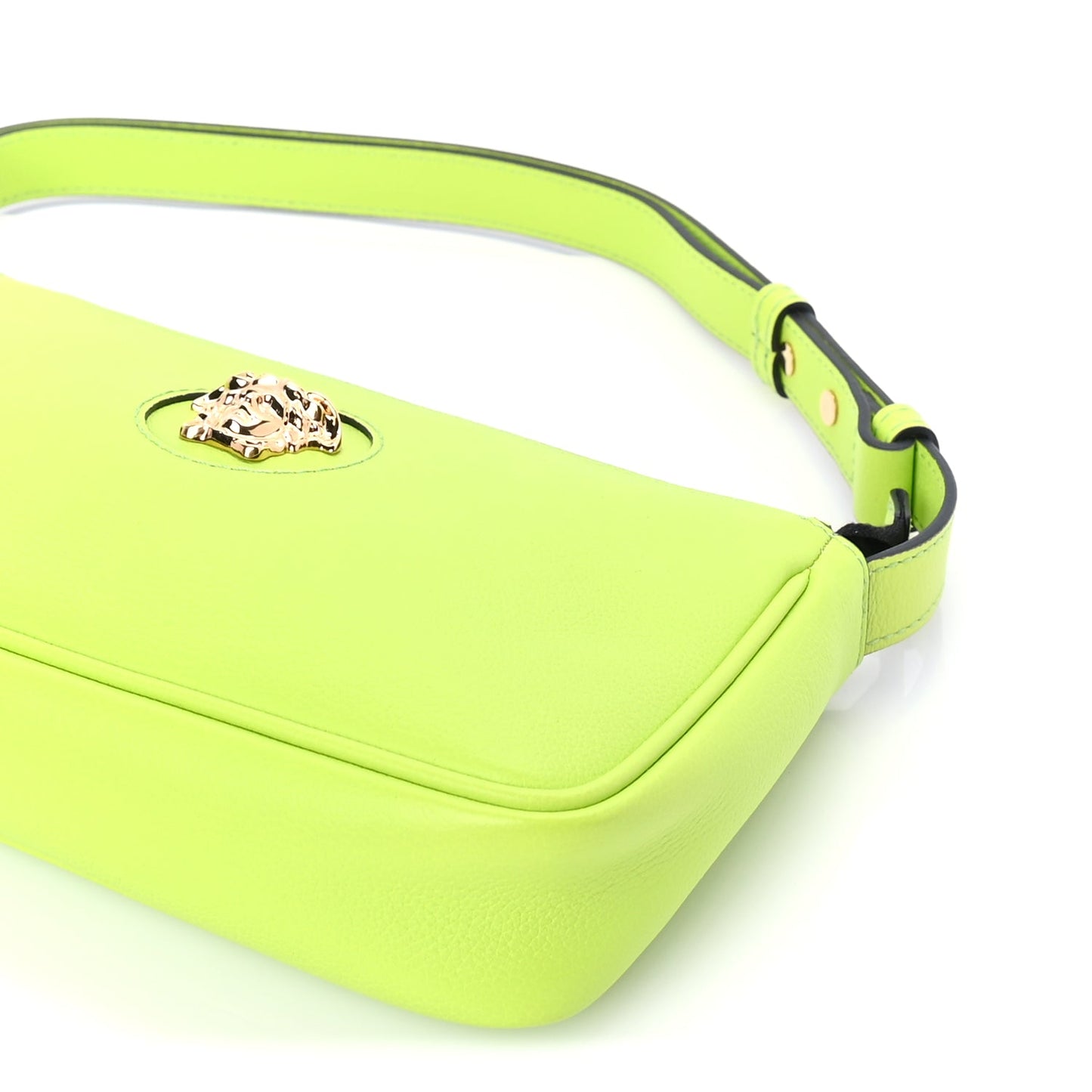 Versace Grained Calfskin Medusa Shoulder Bag  Lime