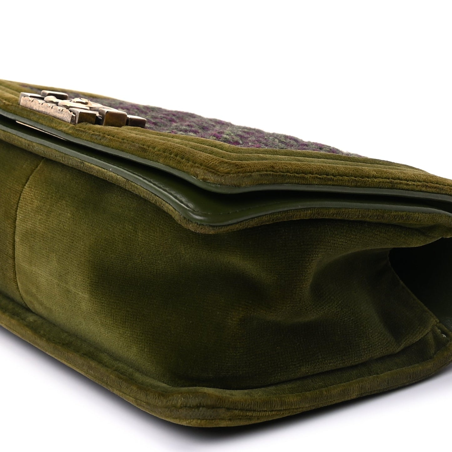 Chanel Velvet Tweed Medium Boy Flap Green