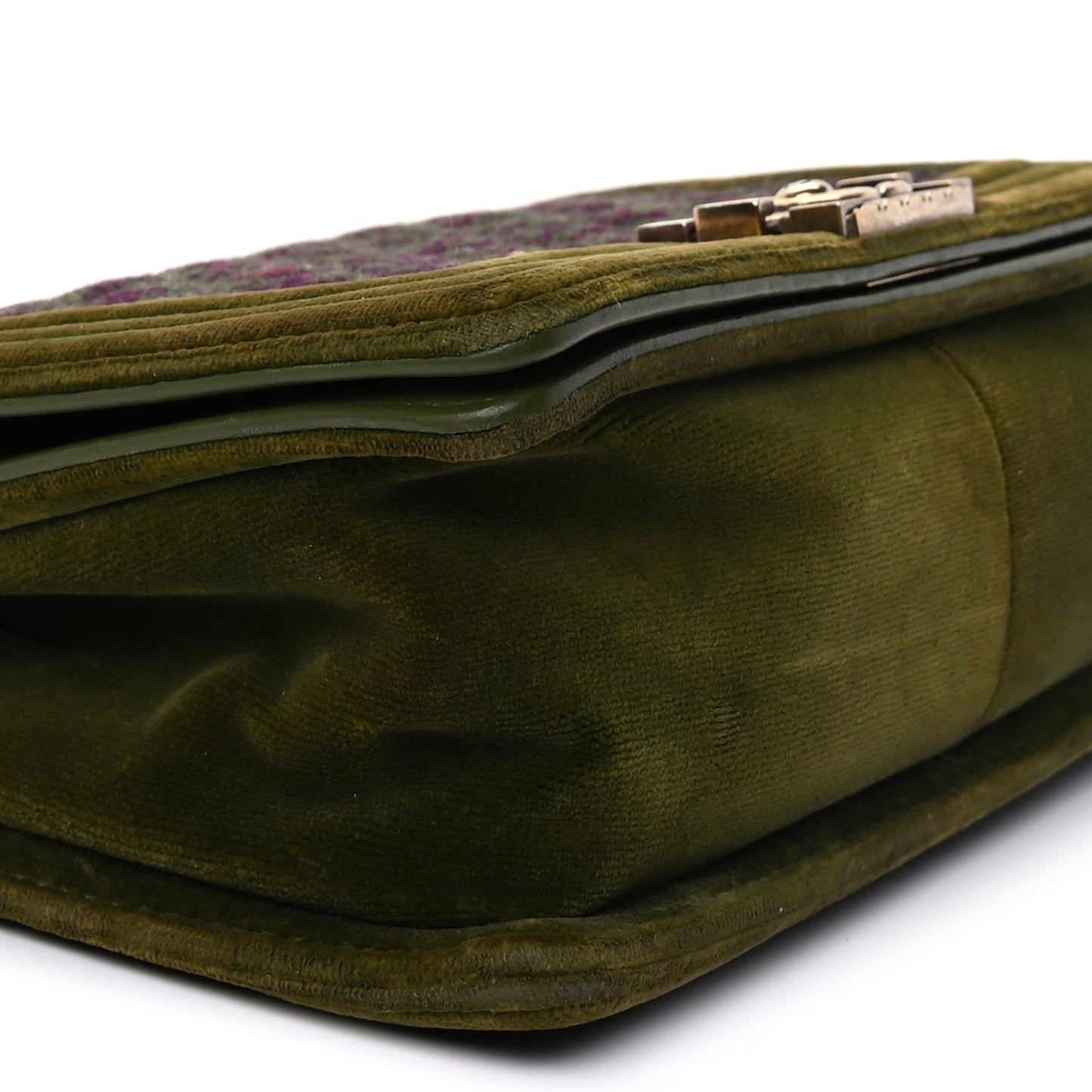 Chanel Velvet Tweed Medium Boy Flap Green