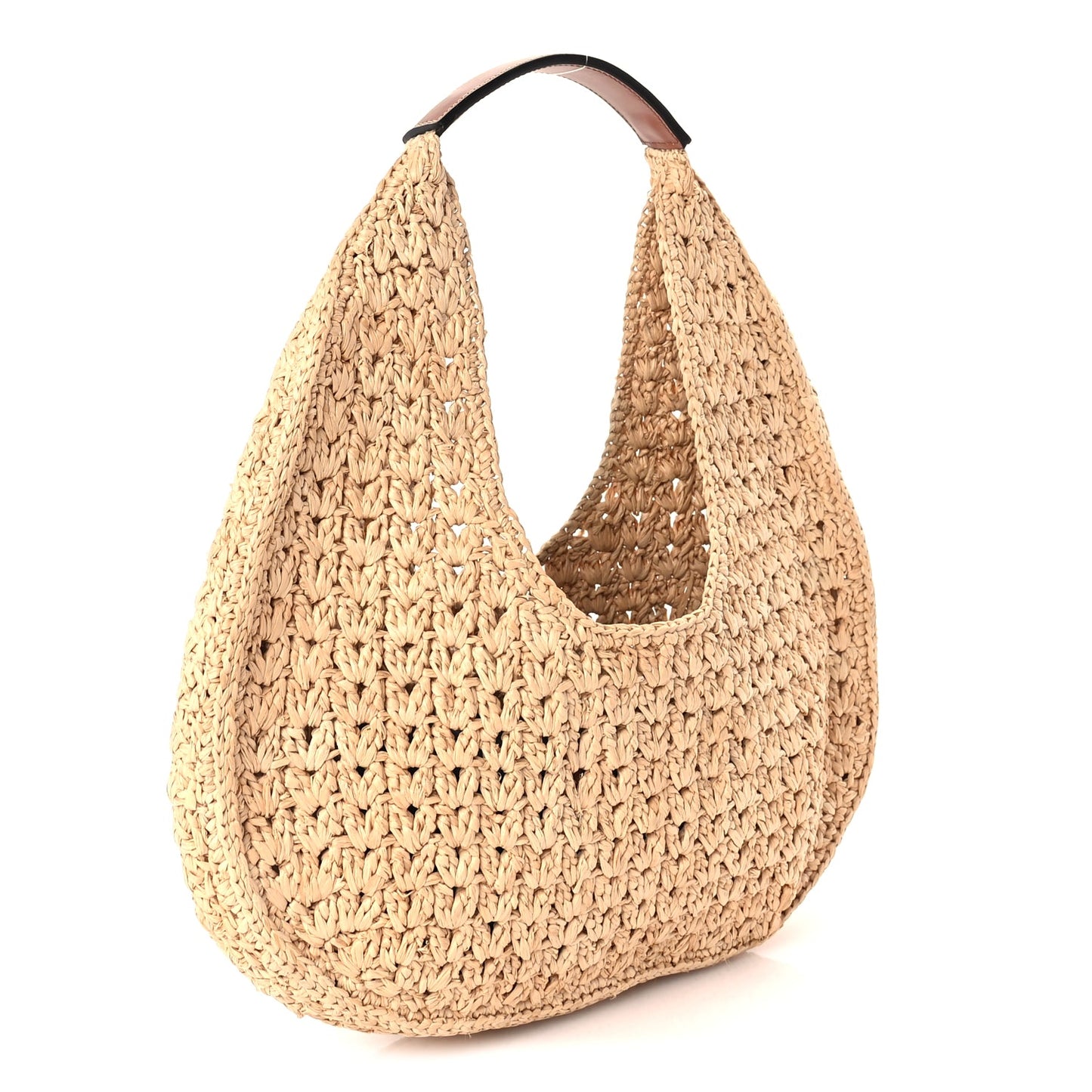 Celine Raffia Calfskin Triomphe Panier Hobo Bag Natural Tan