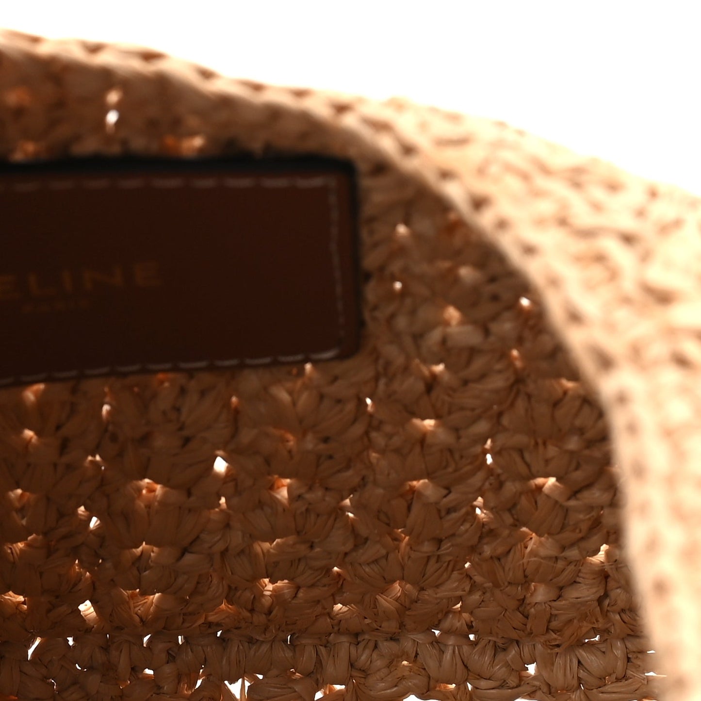 Celine Raffia Calfskin Triomphe Panier Hobo Bag Natural Tan