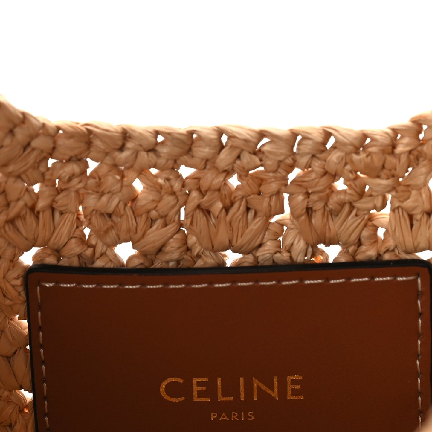 Celine Raffia Calfskin Triomphe Panier Hobo Bag Natural Tan